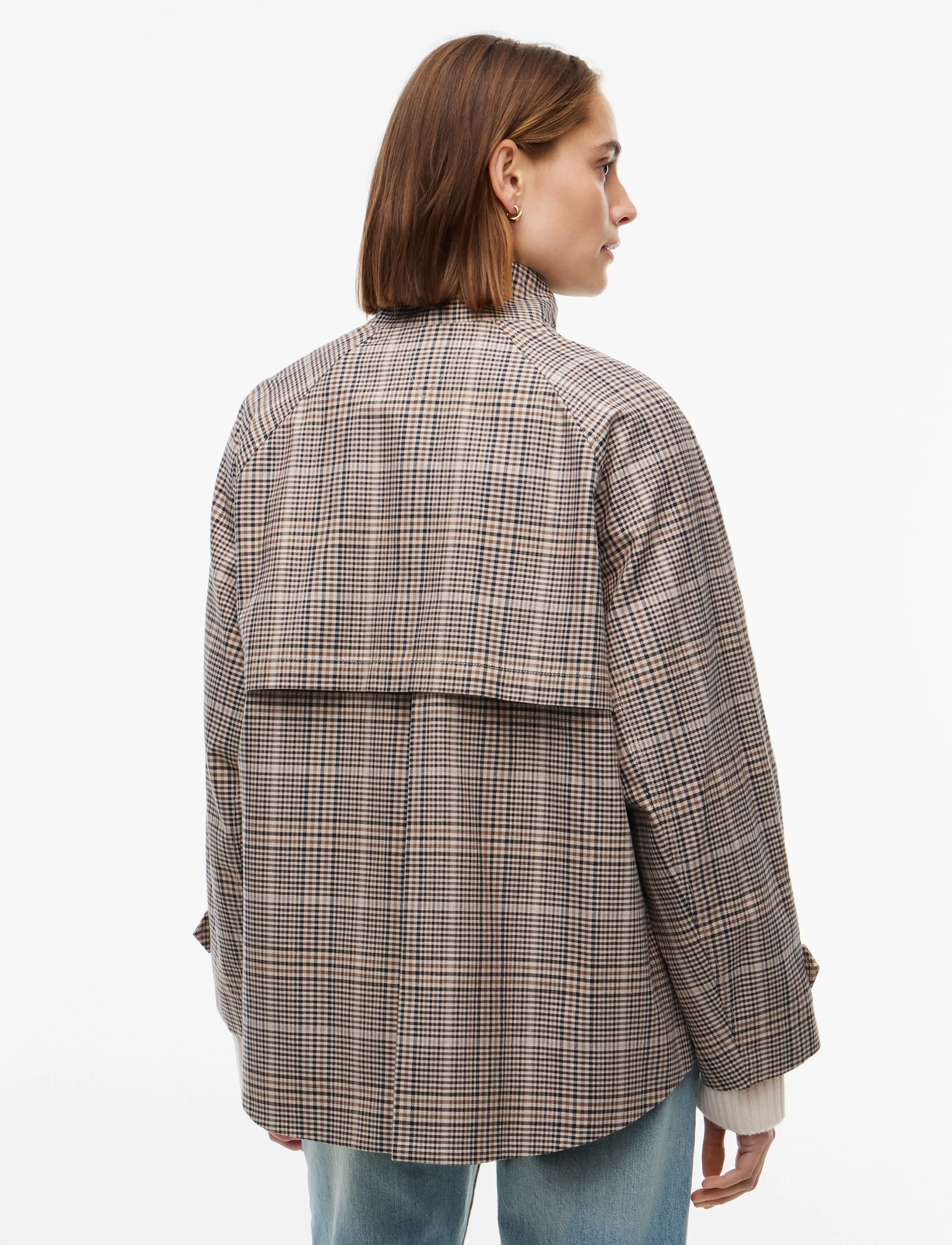 Tommy Hilfiger - COTTON CHECK CAPE COAT - small brown check - 2