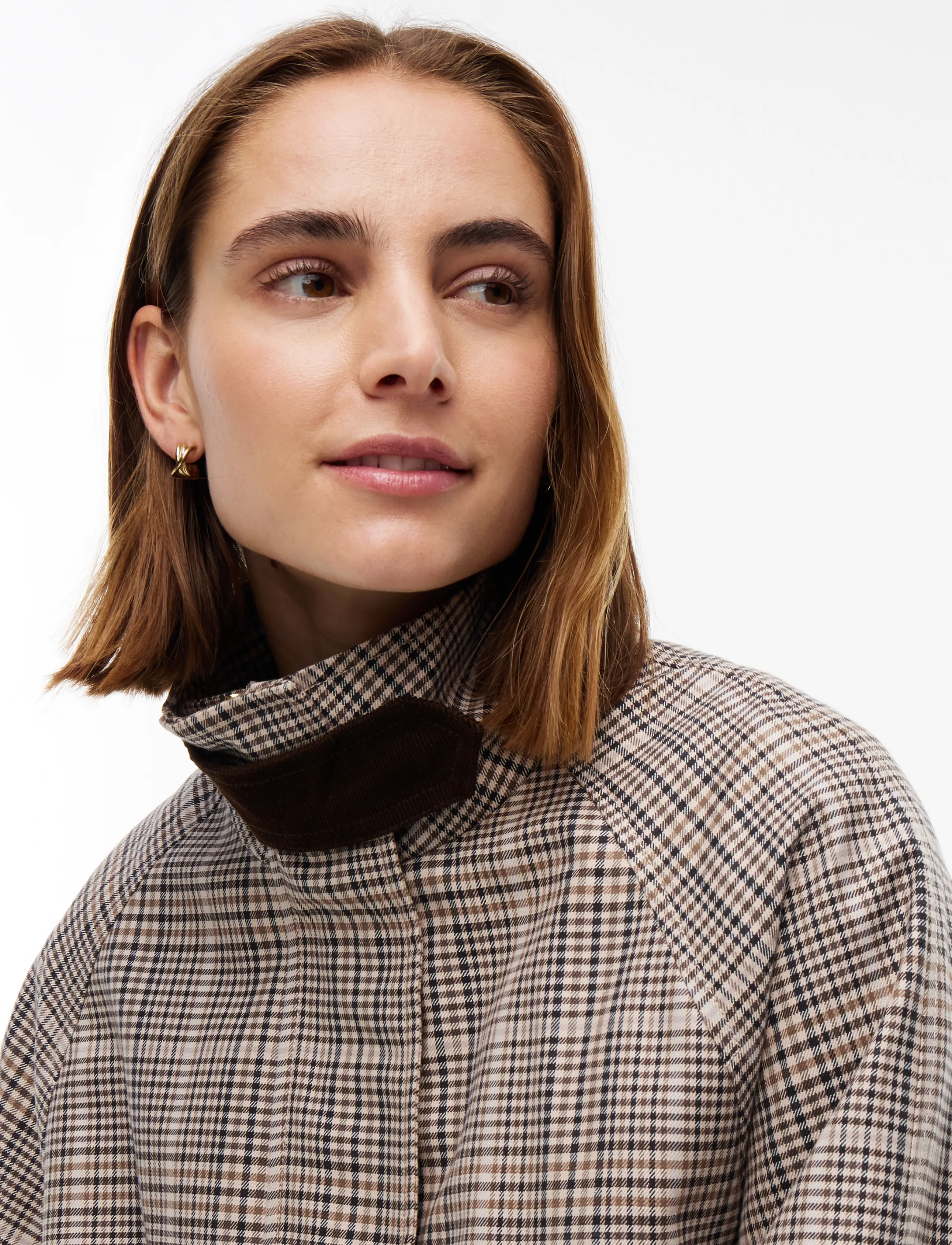Tommy Hilfiger - COTTON CHECK CAPE COAT - small brown check - 3