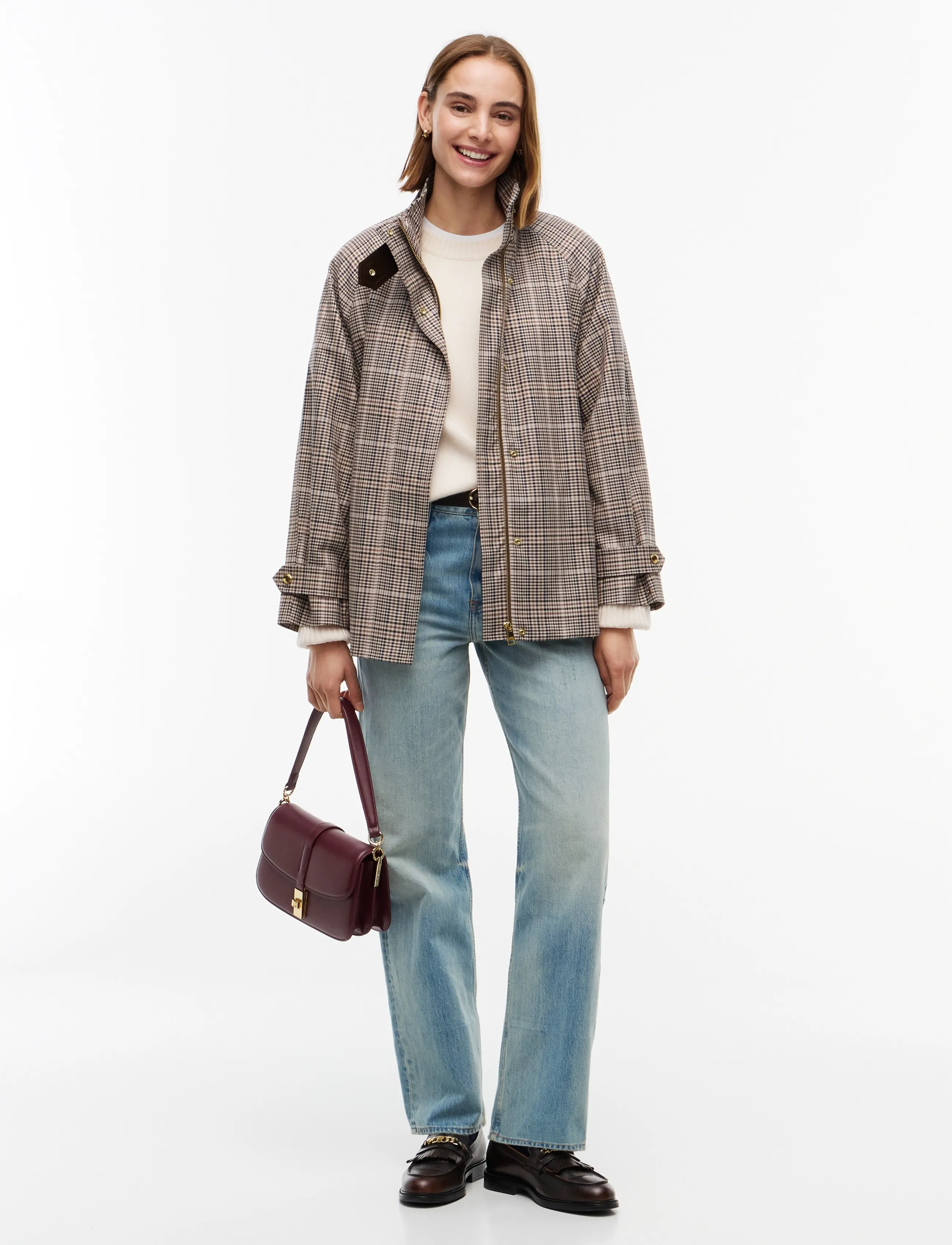 Tommy Hilfiger - COTTON CHECK CAPE COAT - small brown check - 4