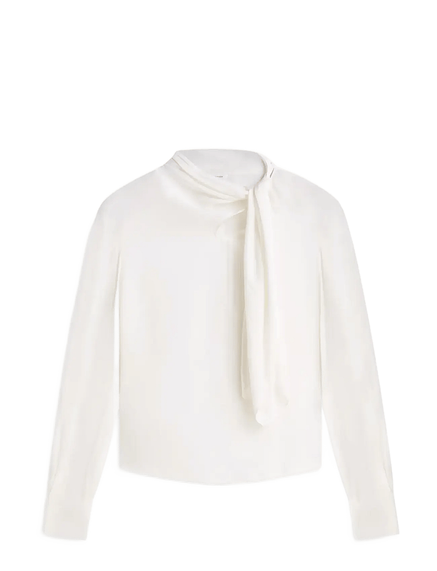 Tommy Hilfiger - FLUID JACQUARD BOW TIE BLOUSE - langærmede bluser - ivory silk - 1