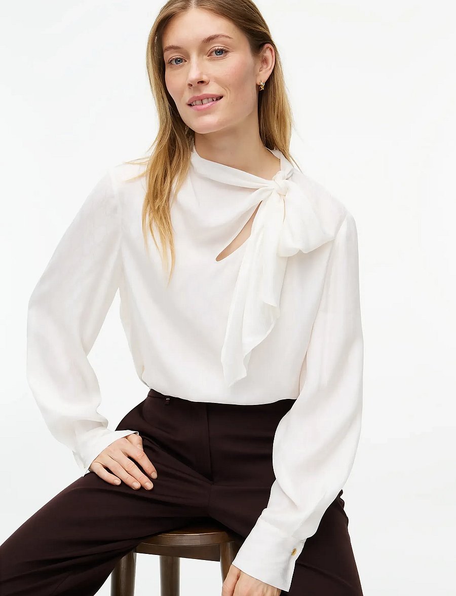 Tommy Hilfiger - FLUID JACQUARD BOW TIE BLOUSE - langærmede bluser - ivory silk - 3