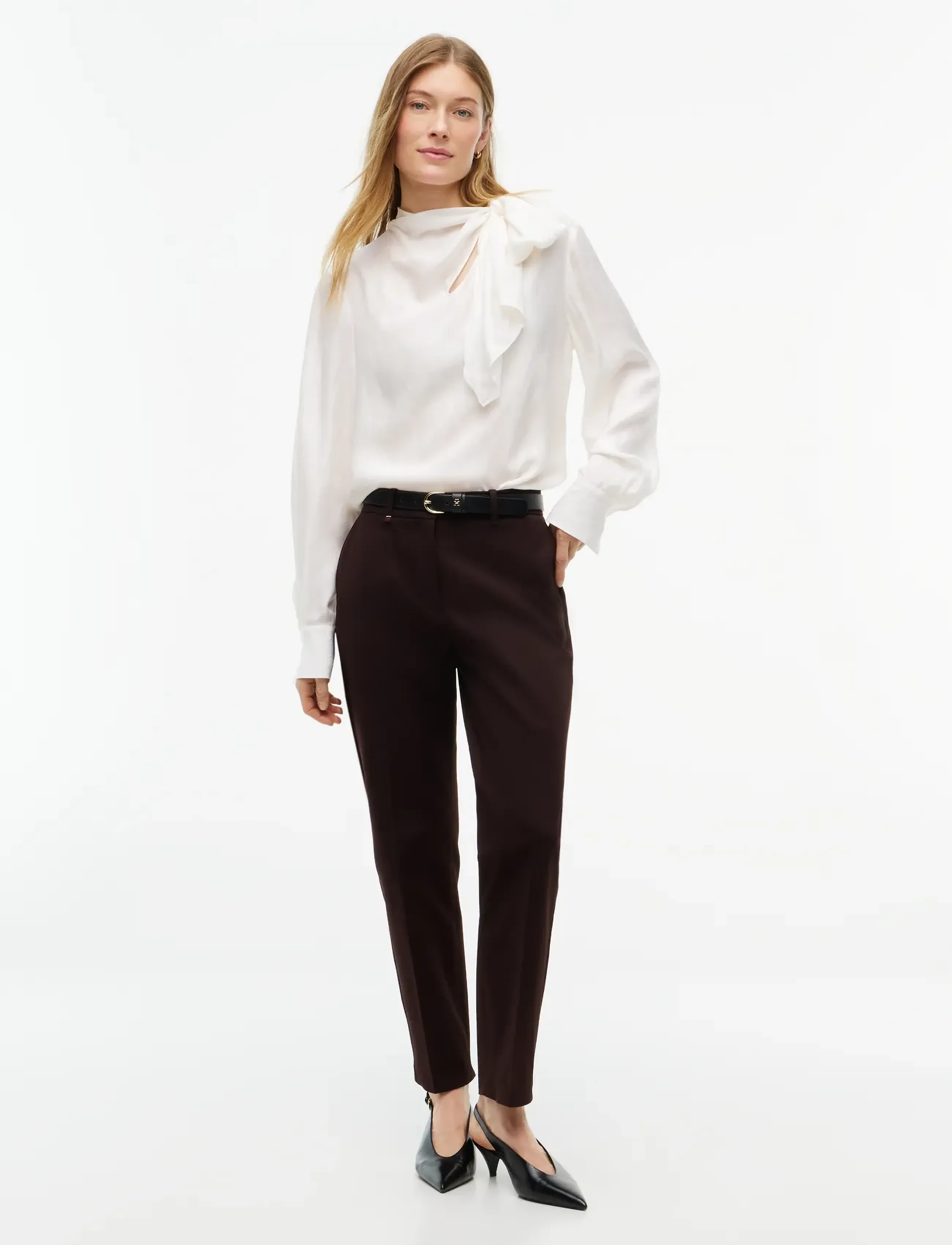 Tommy Hilfiger - FLUID JACQUARD BOW TIE BLOUSE - langærmede bluser - ivory silk - 4