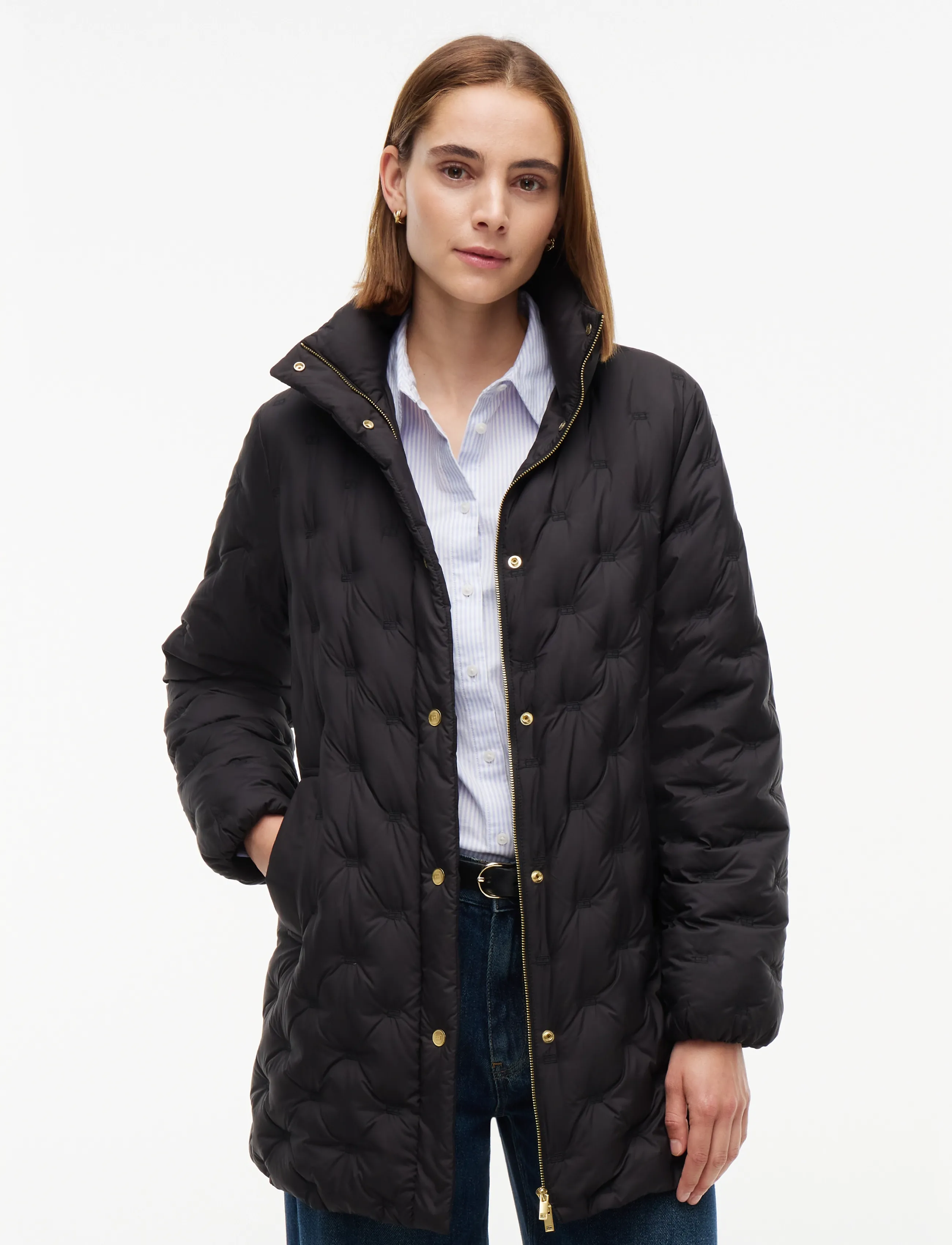 Tommy Hilfiger FLAG QUILT DOWN COAT - Talvejoped - BLACK / black