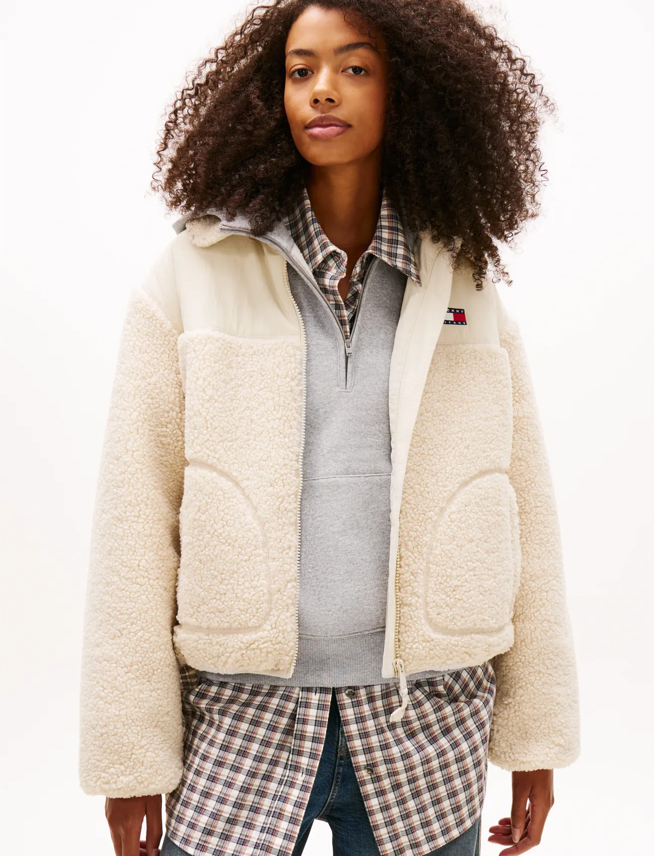 Tommy Jeans Tjw Teddy Fabric Mix Jacket - - S 1