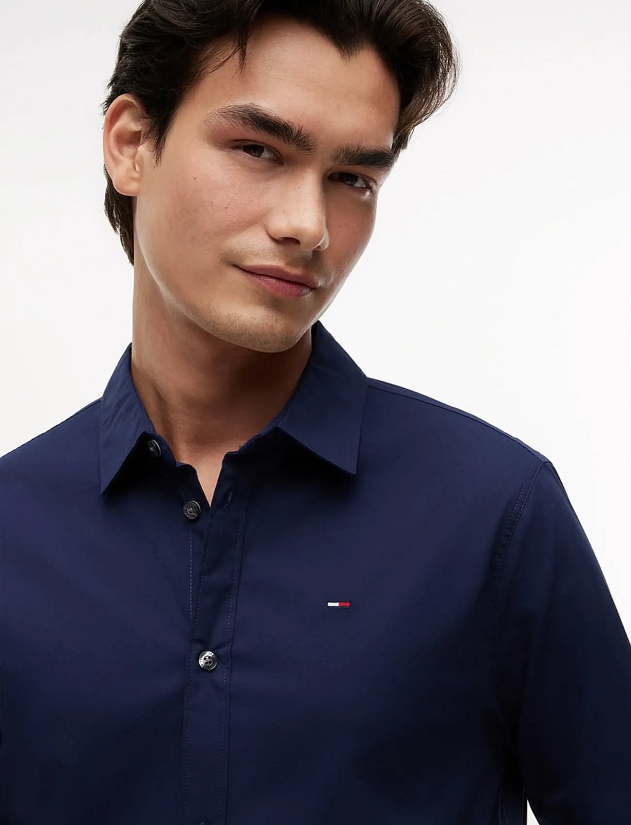 Tommy Jeans - TJM SLIM ORIGINAL STRETCH SHIRT - freizeithemden - black iris - 4