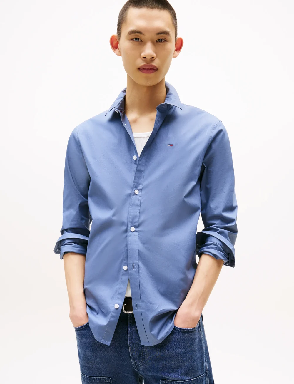 Tommy Jeans - TJM ORIGINAL STRETCH SHIRT - casual hemden - blue moment - 0