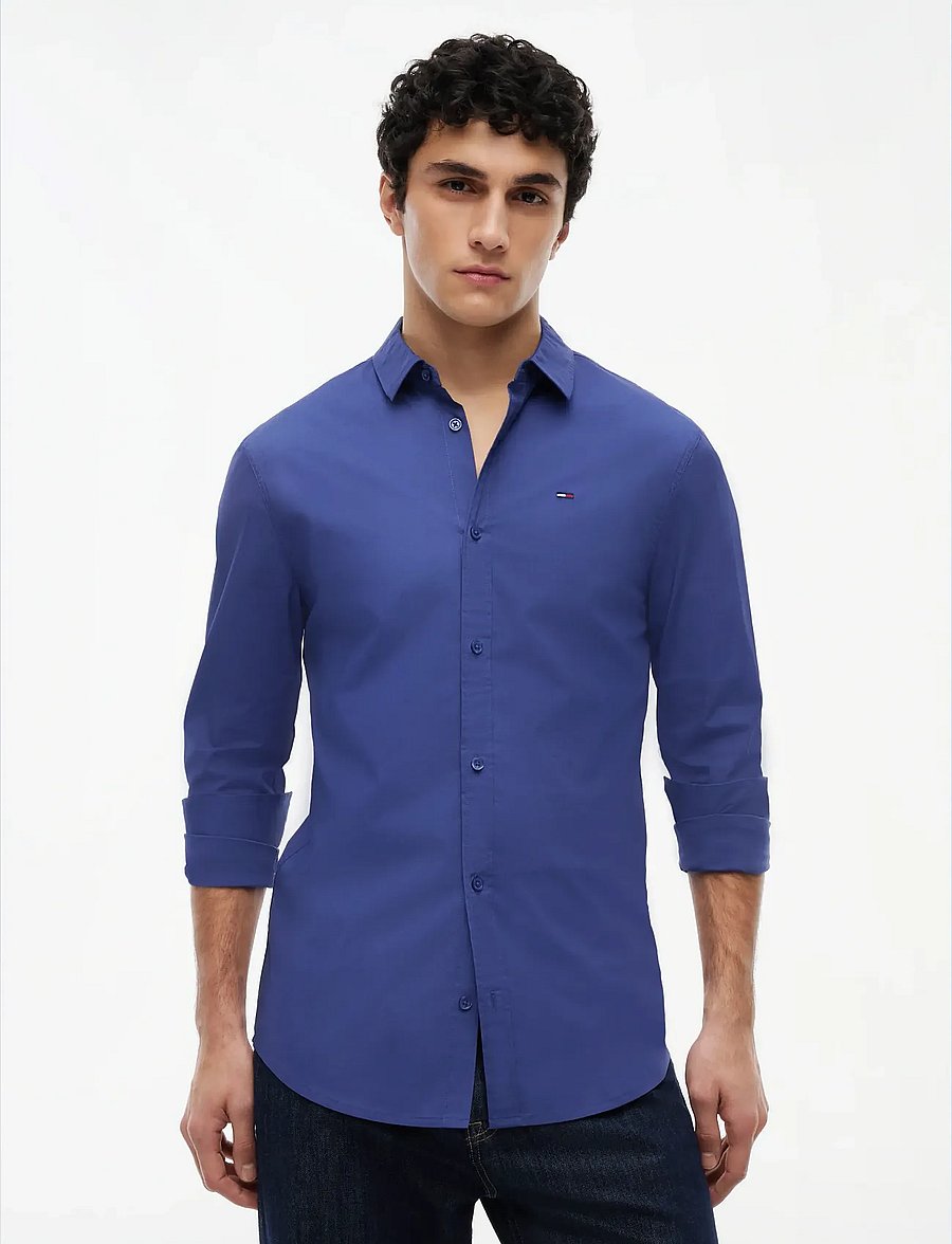 Tommy Jeans - TJM ORIGINAL STRETCH SHIRT - freizeithemden - blue storm - 0