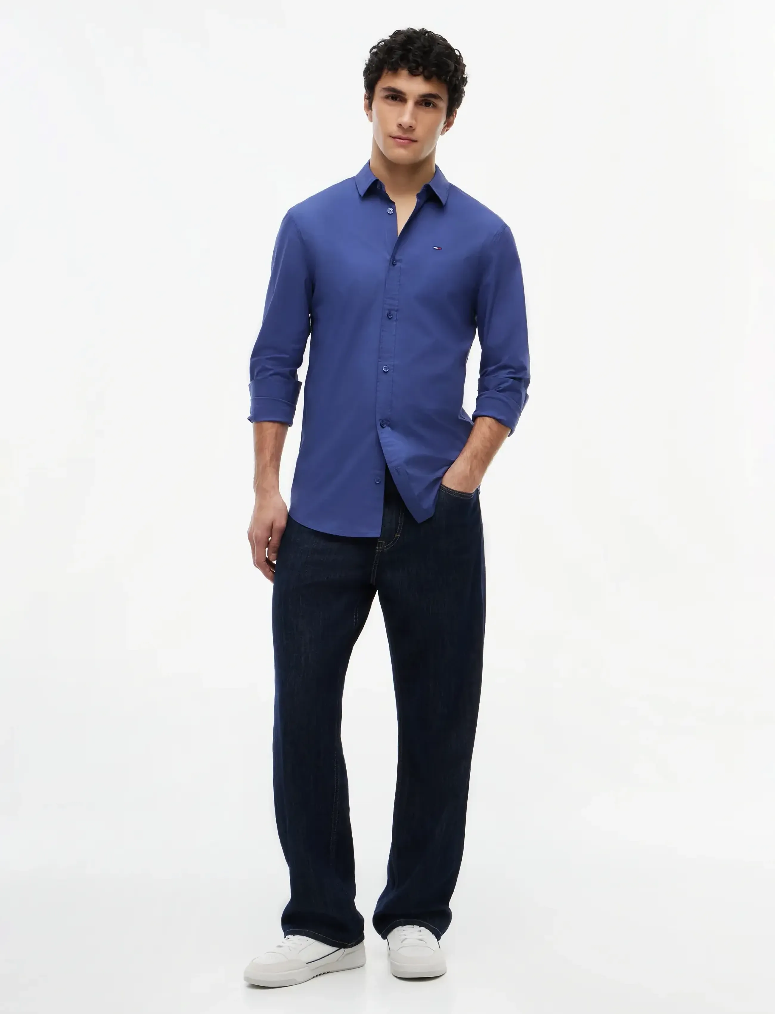 Tommy Jeans - TJM ORIGINAL STRETCH SHIRT - casual shirts - blue storm - 4