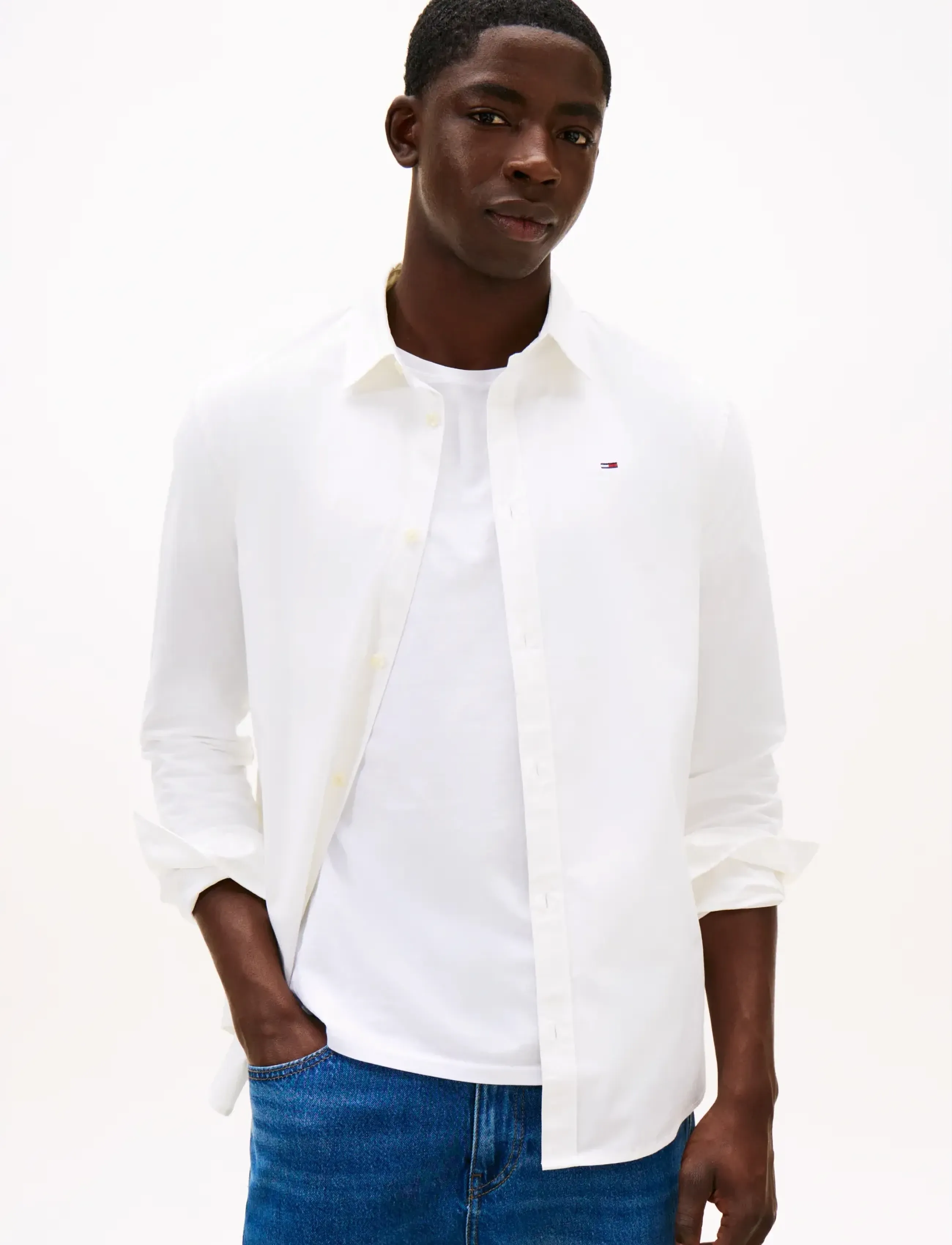 Tommy Jeans TJM ORIGINAL STRETCH SHIRT - Hemden - CLASSIC WHITE / white