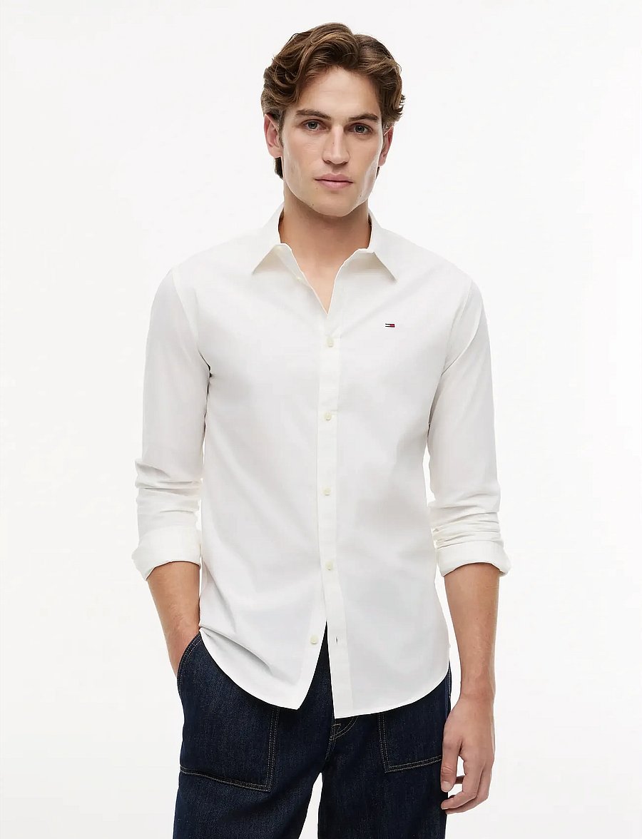 Tommy Jeans - TJM ORIGINAL STRETCH SHIRT - freizeithemden - classic white - 0