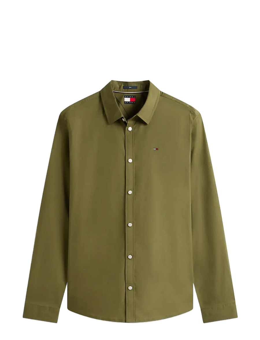 Tommy Jeans - TJM SLIM ORIGINAL STRETCH SHIRT - casual skjortor - dark greenery - 1