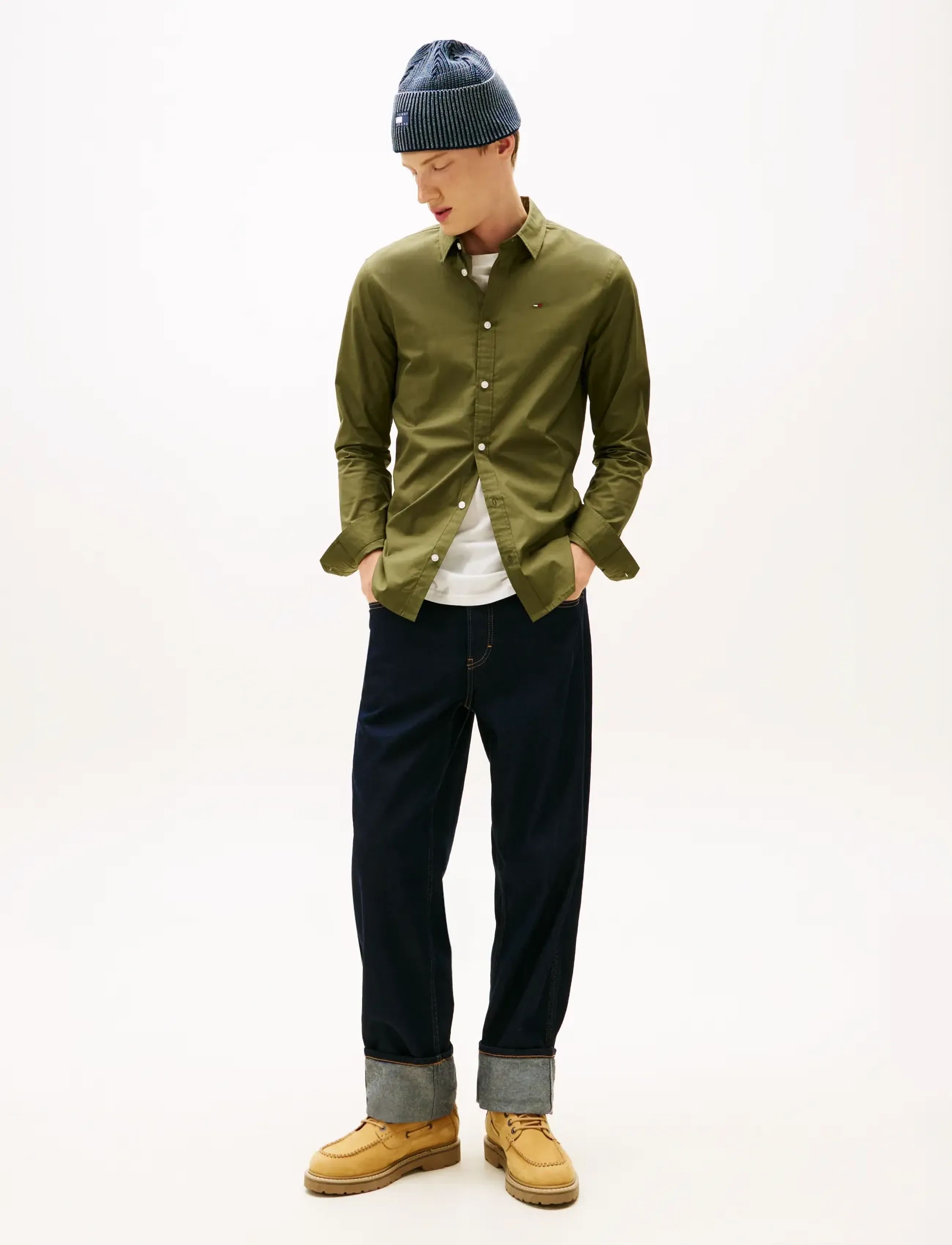 Tommy Jeans - TJM SLIM ORIGINAL STRETCH SHIRT - casual skjortor - dark greenery - 3