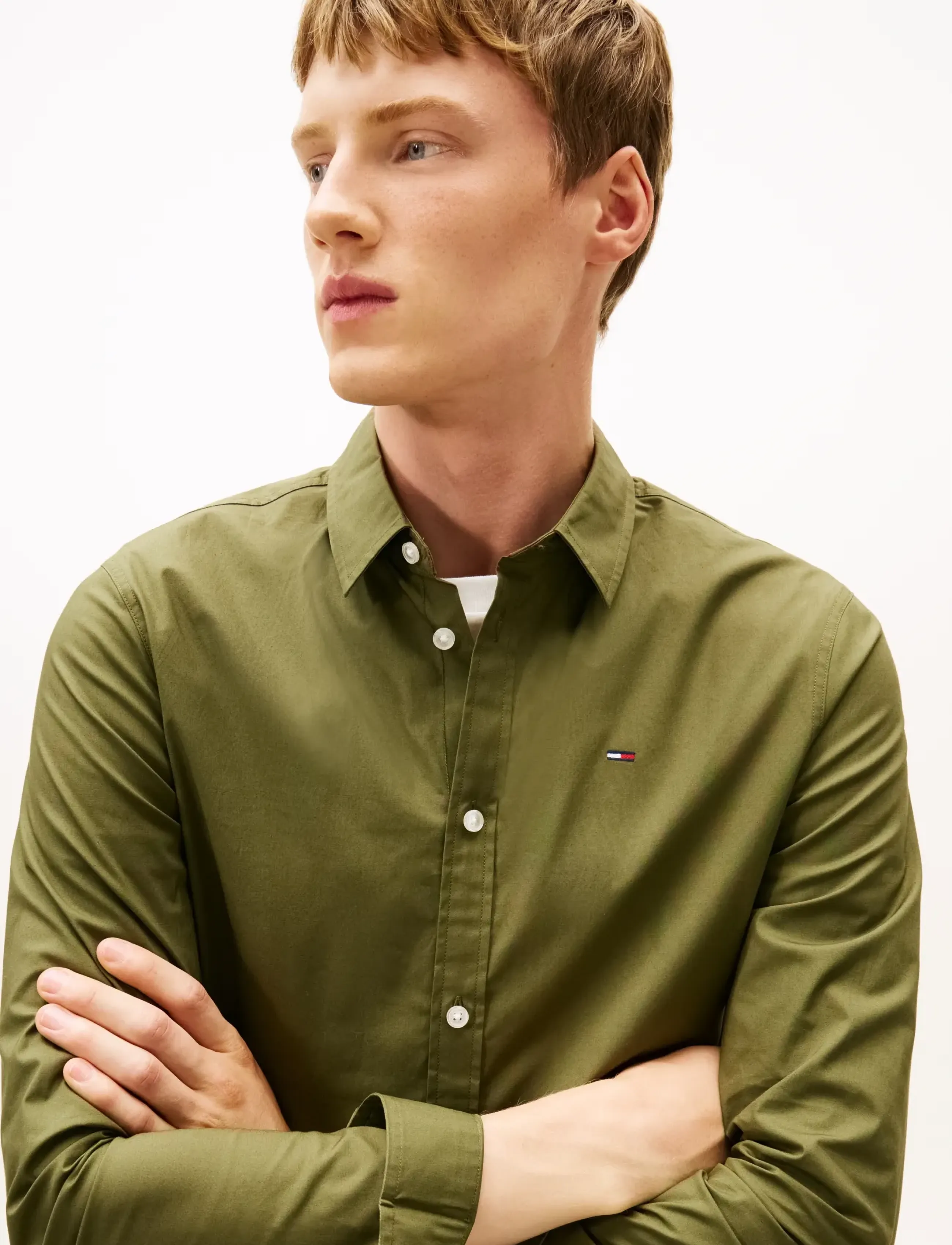 Tommy Jeans - TJM SLIM ORIGINAL STRETCH SHIRT - casual skjortor - dark greenery - 4
