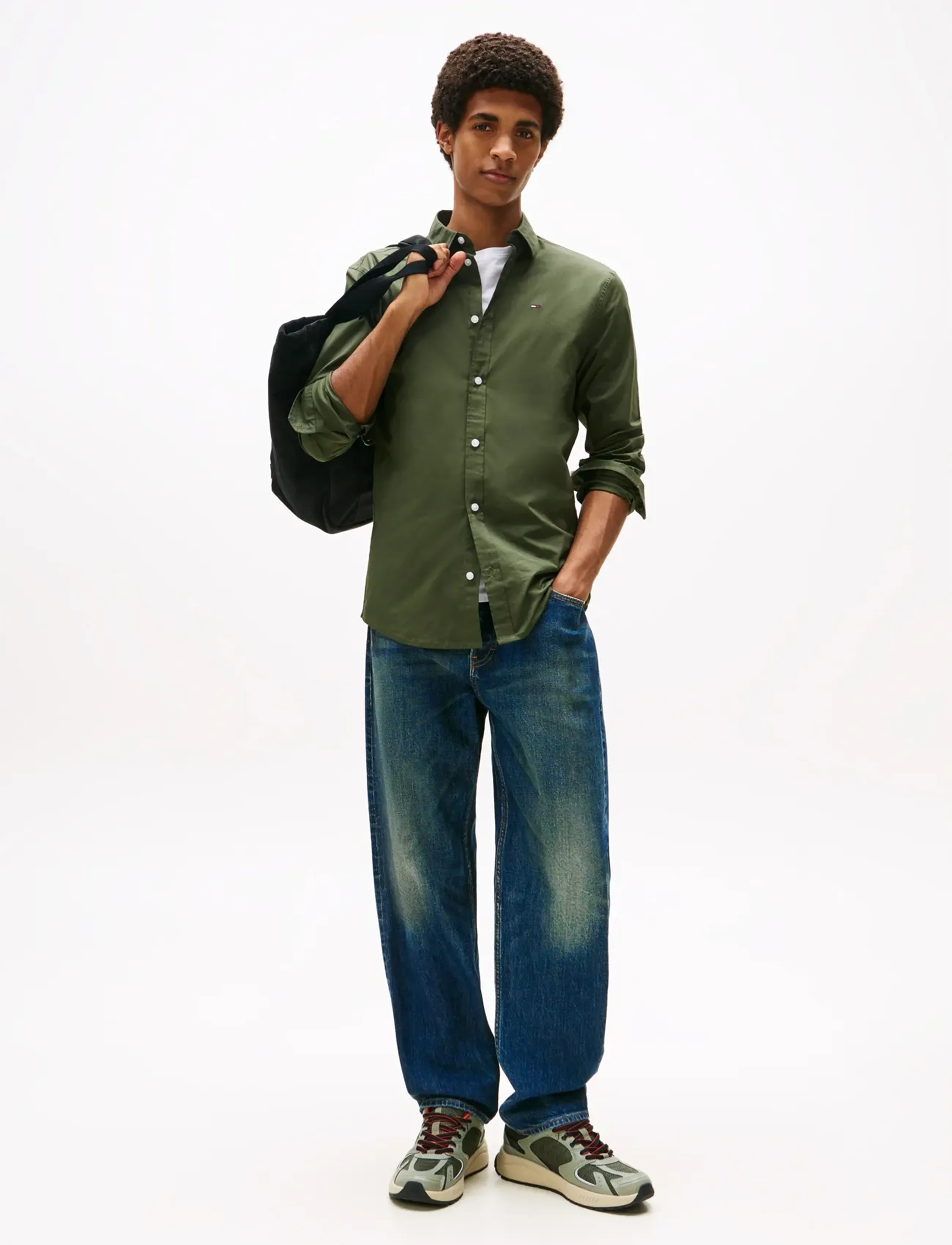 Tommy Jeans - TJM ORIGINAL STRETCH SHIRT - tavalised t-särgid - pewter green - 3