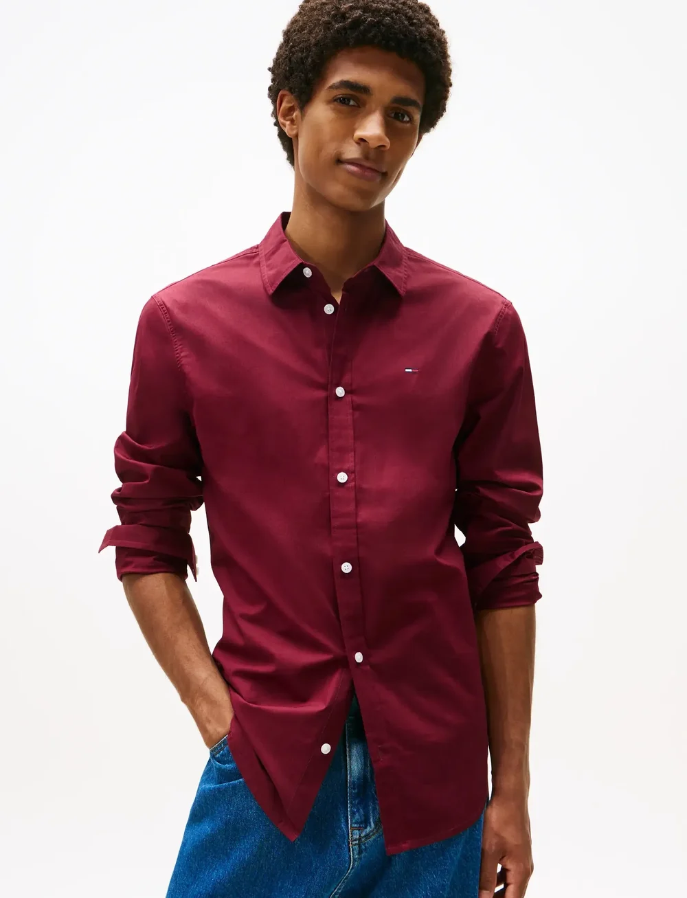 Tommy Jeans - TJM ORIGINAL STRETCH SHIRT - casual hemden - red wine - 0