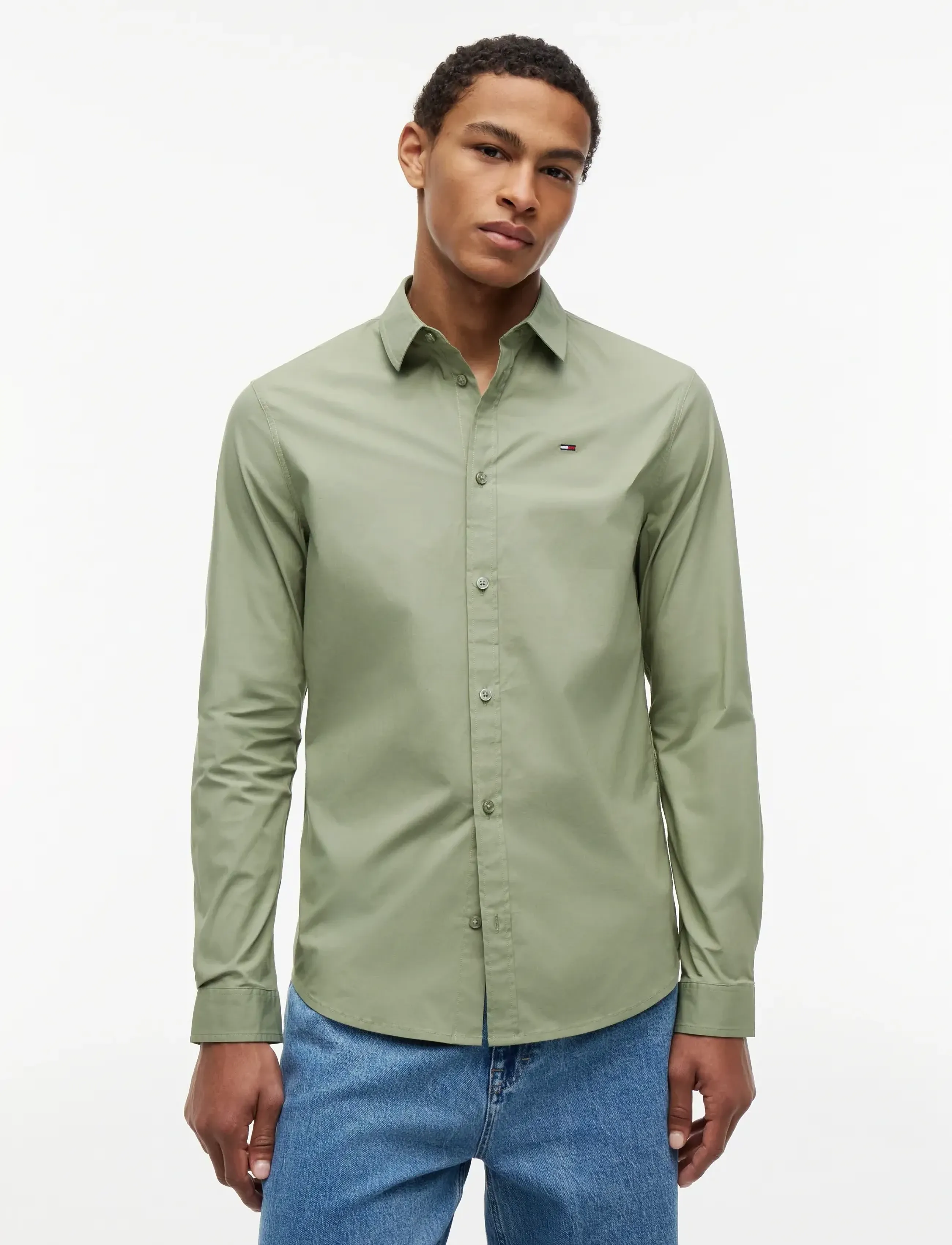 Tommy Jeans TJM ORIGINAL STRETCH SHIRT - Särgid - SPRING OLIVE / khaki/green