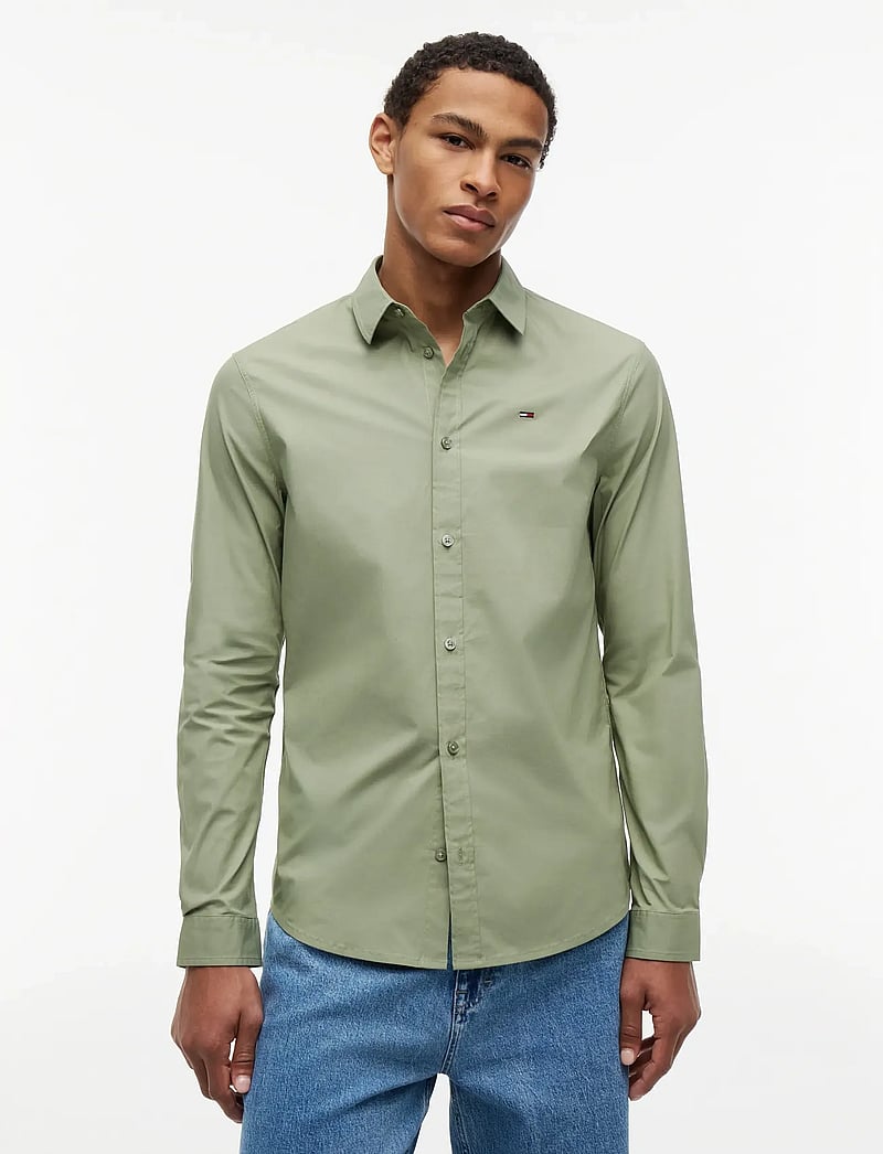 Tommy Jeans - TJM ORIGINAL STRETCH SHIRT - casual hemden - spring olive - 0