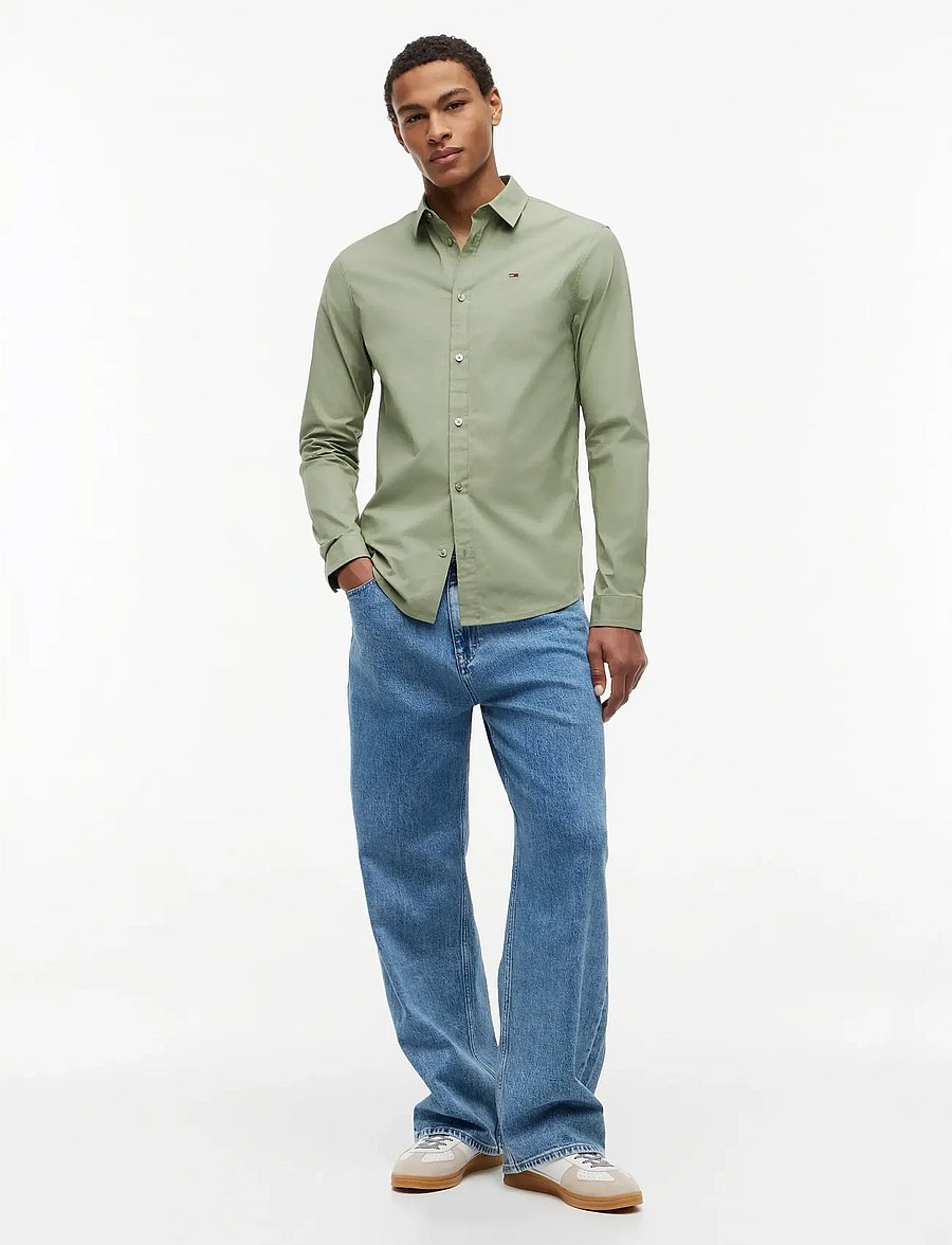 Tommy Jeans - TJM ORIGINAL STRETCH SHIRT - freizeithemden - spring olive - 4
