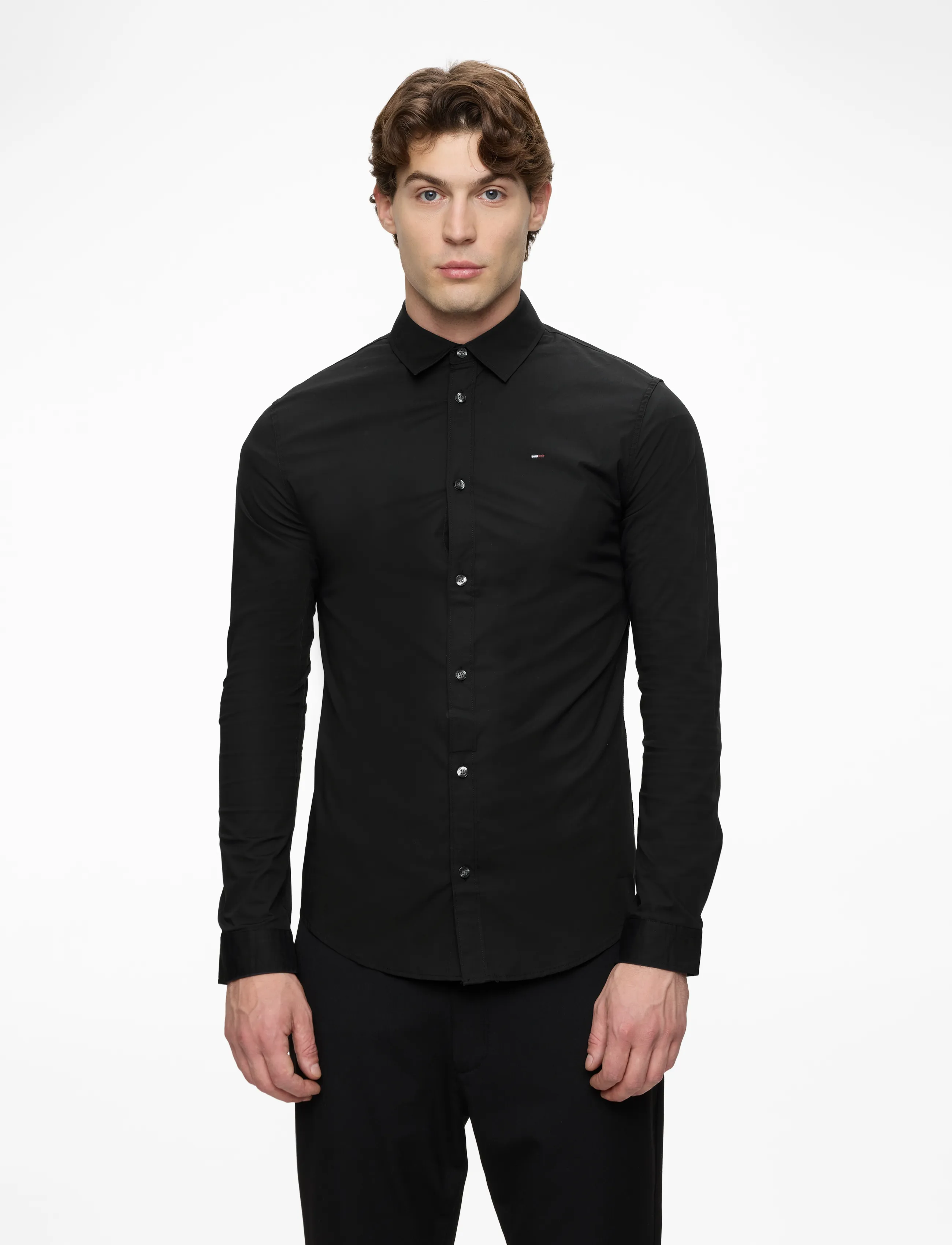 Tommy Jeans TJM ORIGINAL STRETCH SHIRT - Tommy Hilfiger - TOMMY BLACK / black
