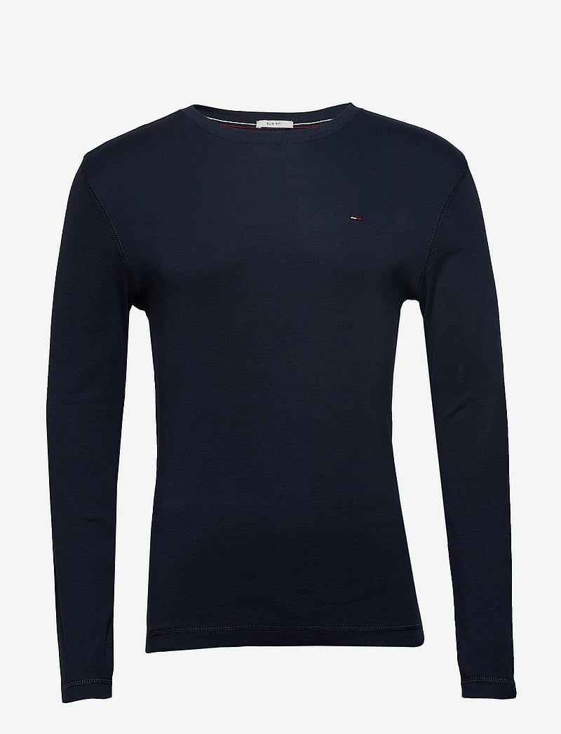 Tommy Jeans - TJM ORIGINAL RIB LONGSLEEVE TEE - långärmade t-shirts - black iris - 1