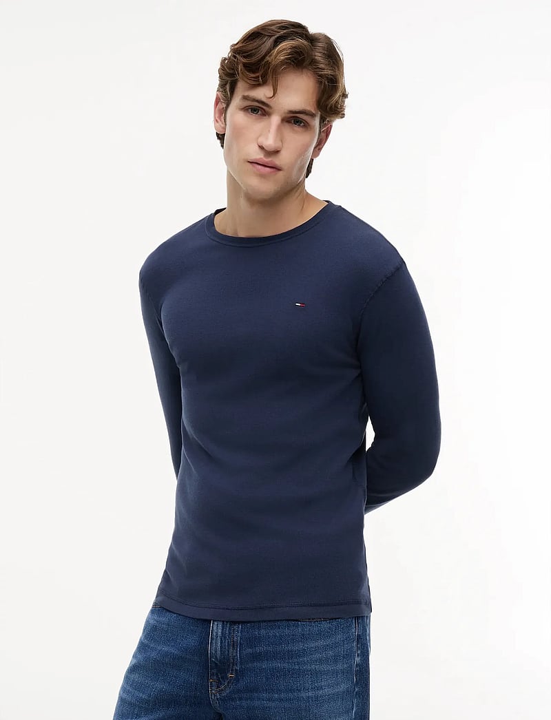 Tommy Jeans - TJM ORIGINAL RIB LONGSLEEVE TEE - langärmelig - black iris - 0