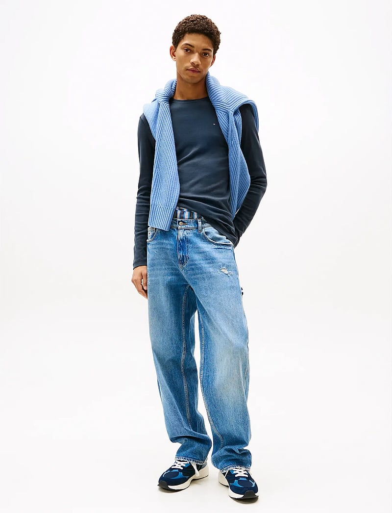 Tommy Jeans - TJM ORIGINAL RIB LONGSLEEVE TEE - långärmade t-shirts - black iris - 0