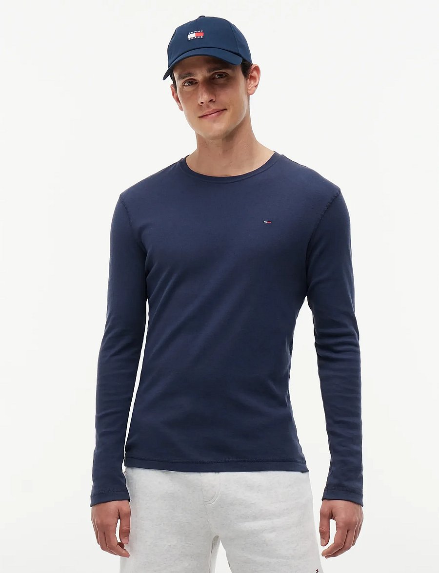 Tommy Jeans - TJM ORIGINAL RIB LONGSLEEVE TEE - langärmelige t-shirts - black iris - 0