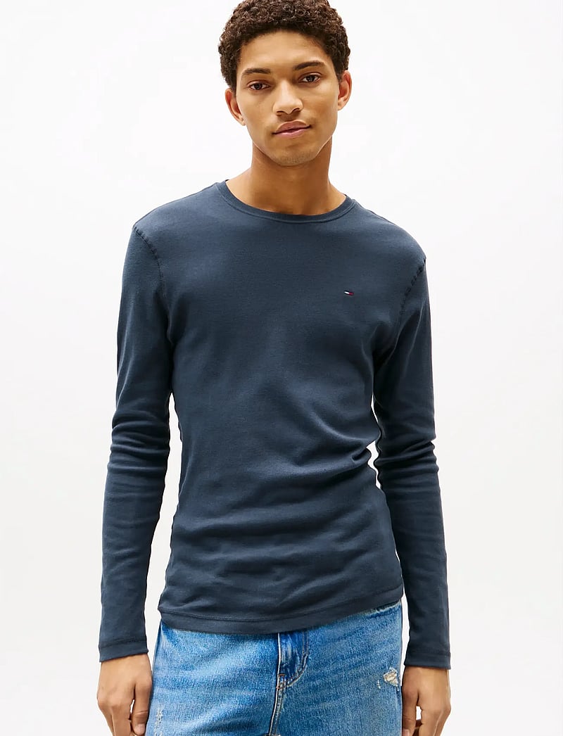 Tommy Jeans - TJM ORIGINAL RIB LONGSLEEVE TEE - långärmade t-shirts - black iris - 5