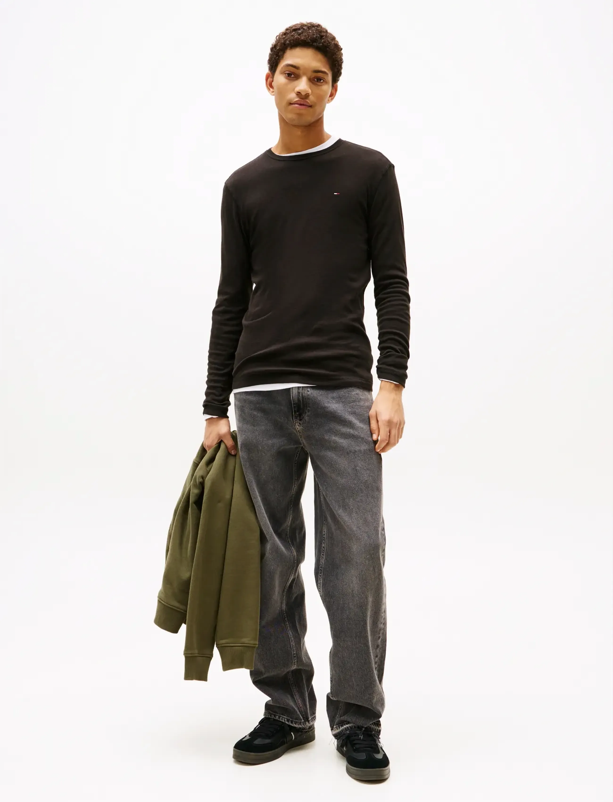 TJM ORIGINAL RIB LONGSLEEVE TEE - TOMMY BLACK