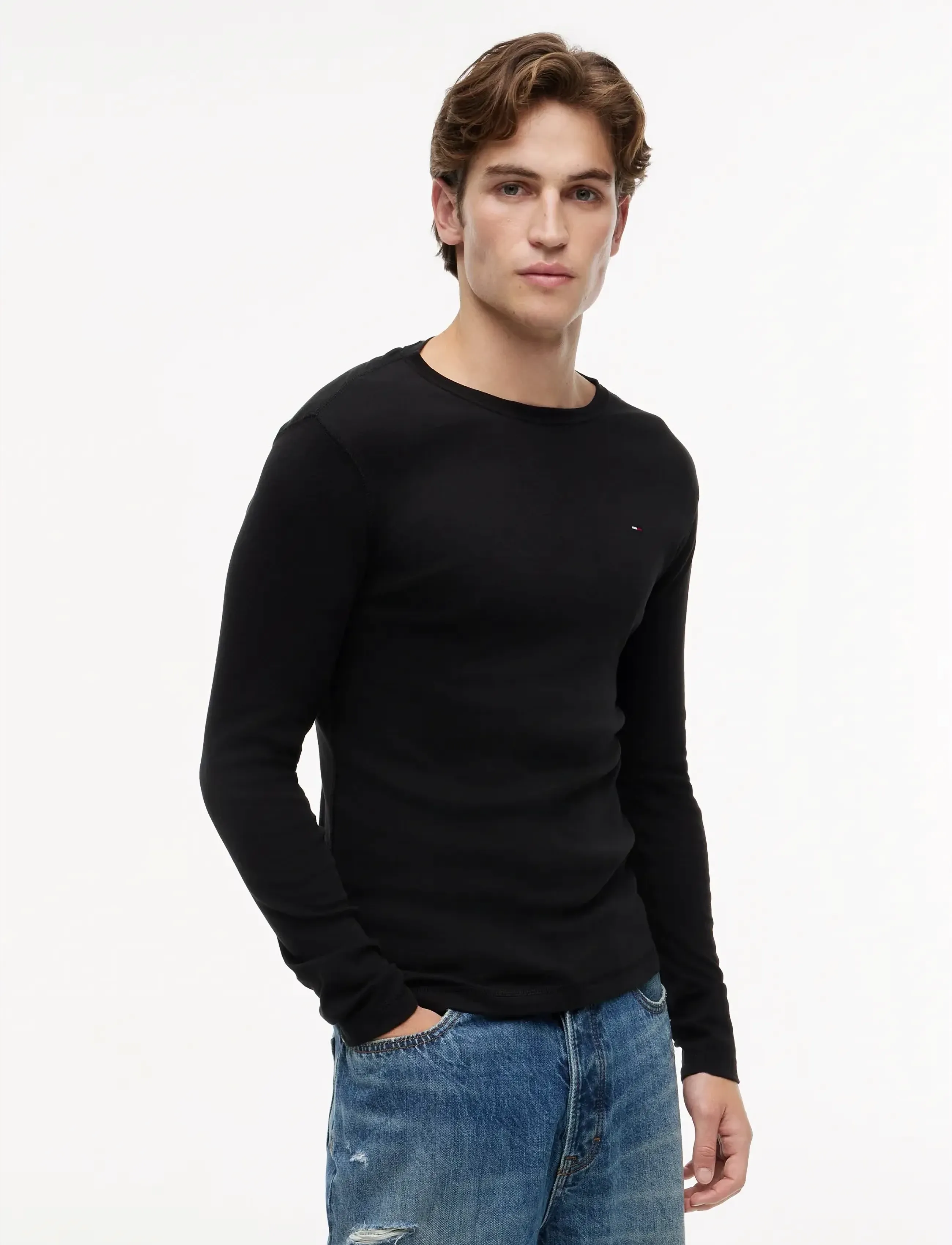 Tommy Jeans - TJM ORIGINAL RIB LONGSLEEVE TEE - t-shirts à manches longues - tommy black - 1