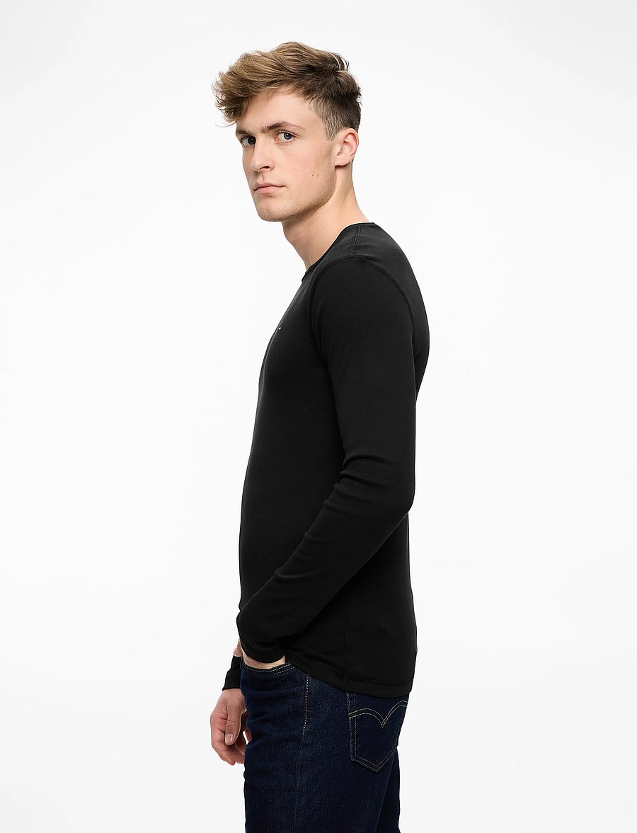 Tommy Jeans - TJM ORIGINAL RIB LONGSLEEVE TEE - t-krekli ar garām piedurknēm - tommy black - 3