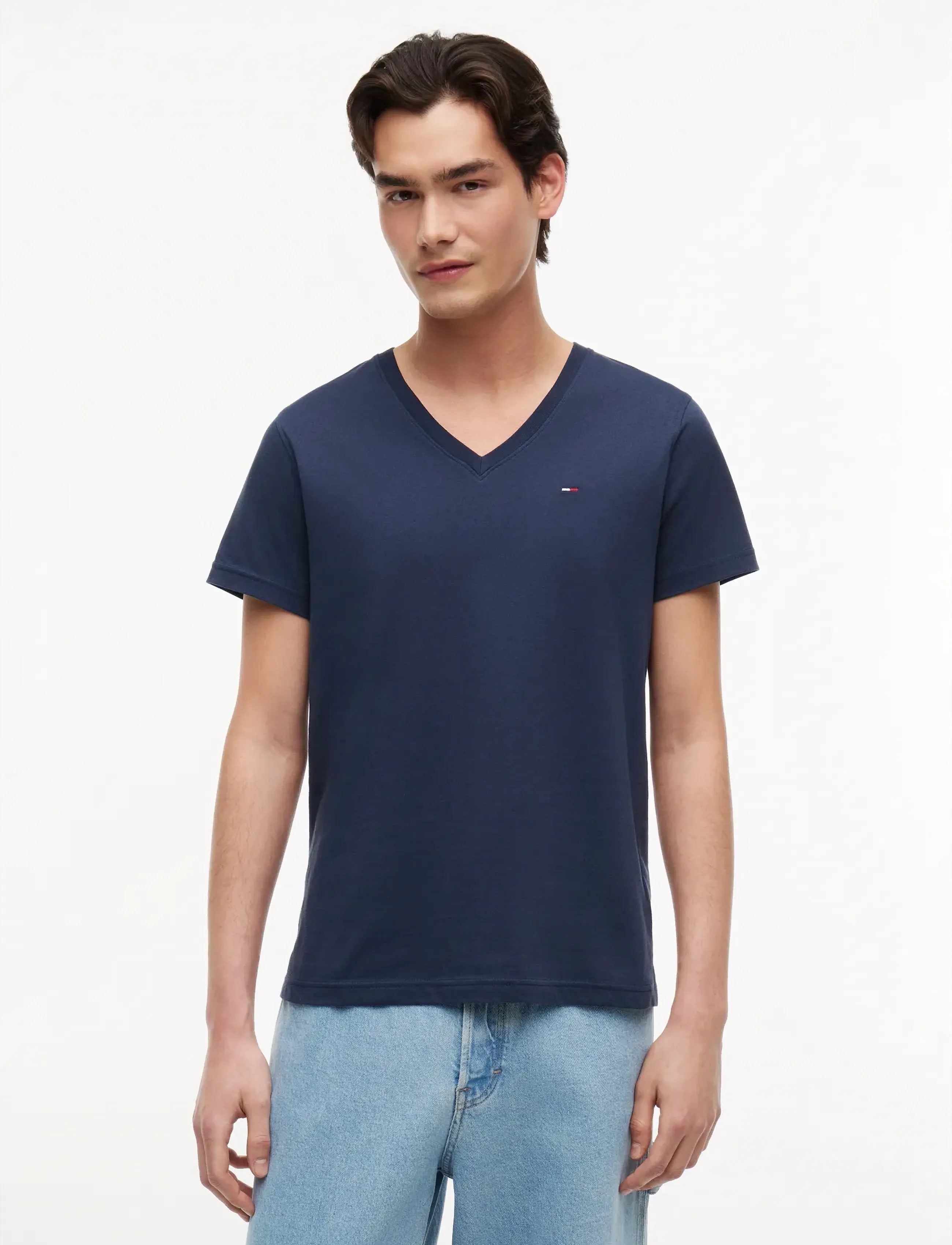 Tommy Jeans TJM ORIGINAL JERSEY V NECK TEE - T-paidat - BLACK IRIS / navy