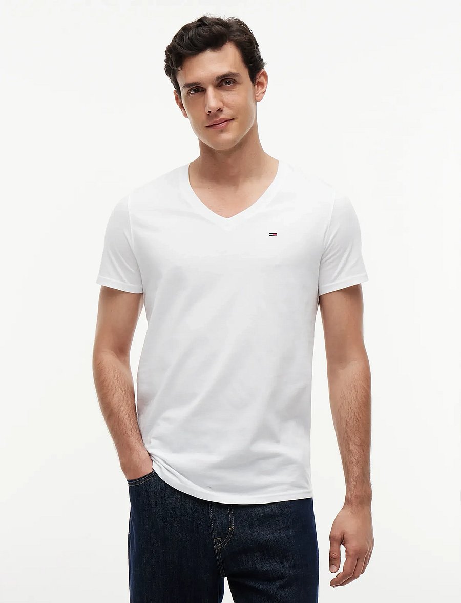 Tommy Jeans - TJM ORIGINAL JERSEY V NECK TEE - t-shirts mit v-ausschnitt - classic white - 0