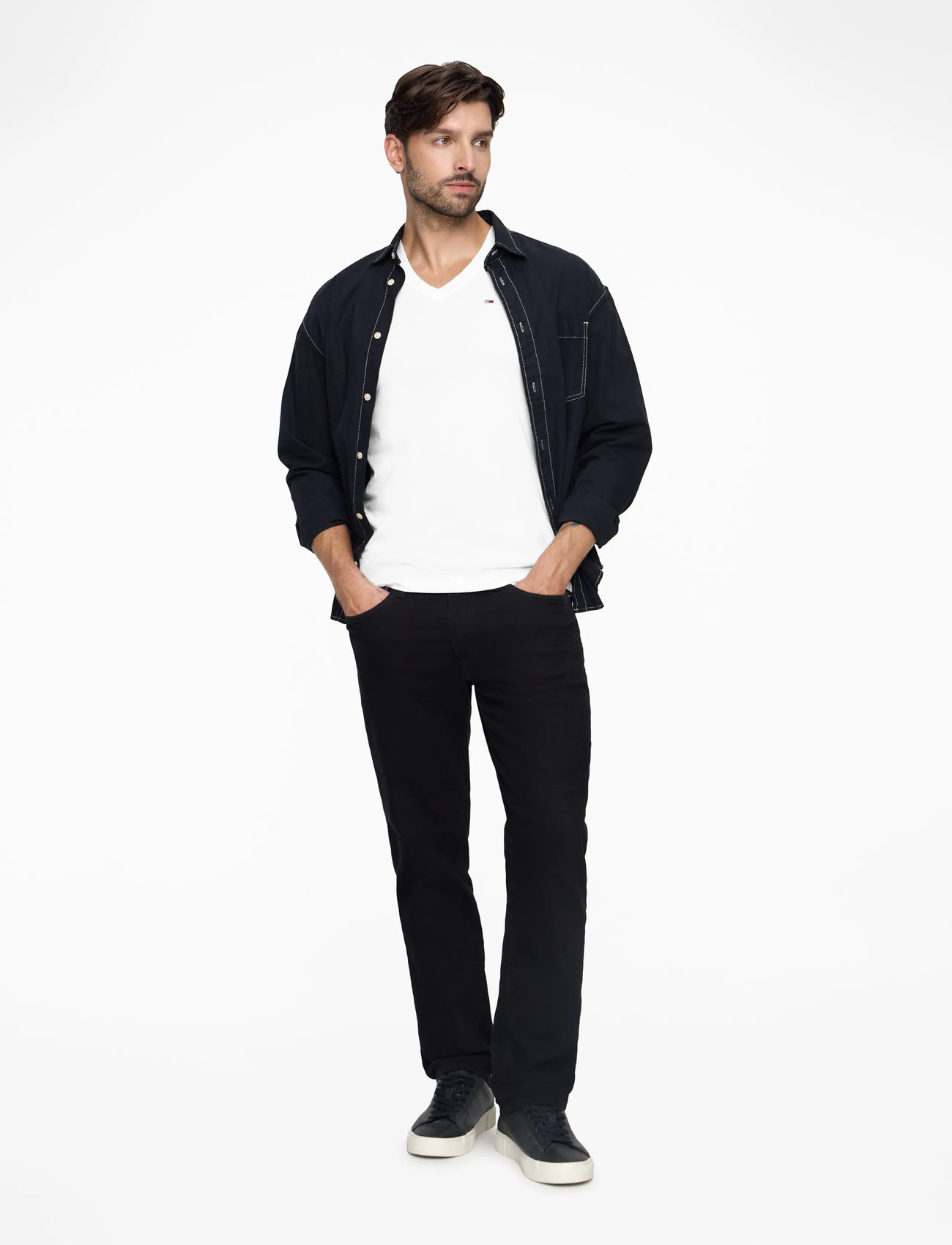 Tommy Jeans - TJM ORIGINAL JERSEY V NECK TEE - v-ringade t-shirts - classic white - 3