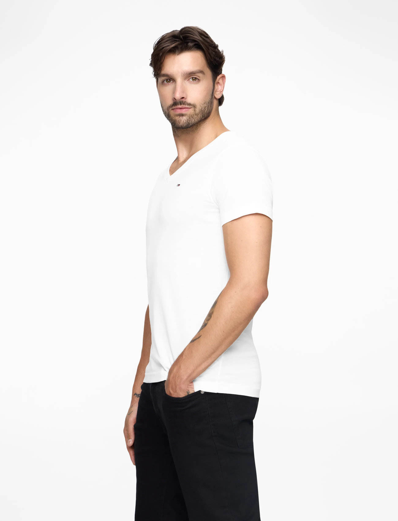 Tommy Jeans - TJM ORIGINAL JERSEY V NECK TEE - v-ringade t-shirts - classic white - 4