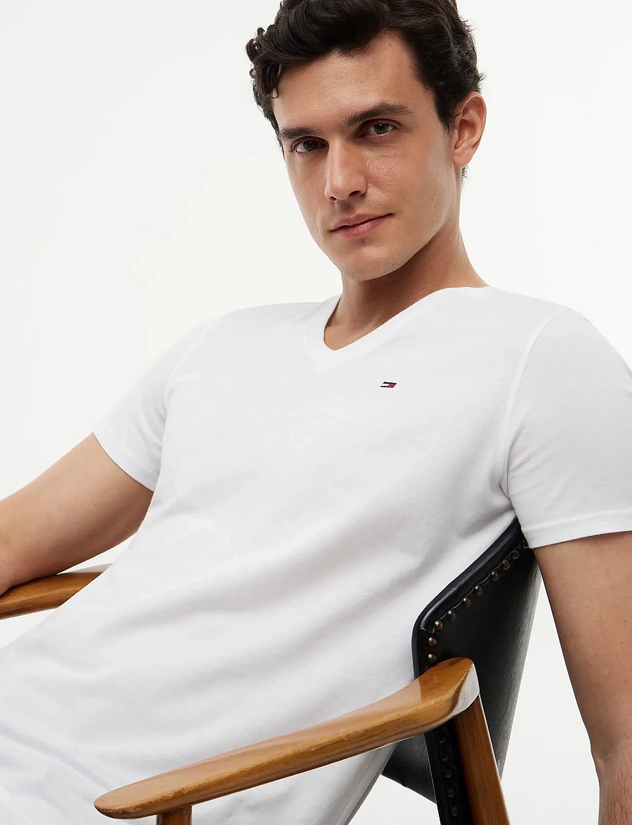 Tommy Jeans - TJM ORIGINAL JERSEY V NECK TEE - t-shirts mit v-ausschnitt - classic white - 4
