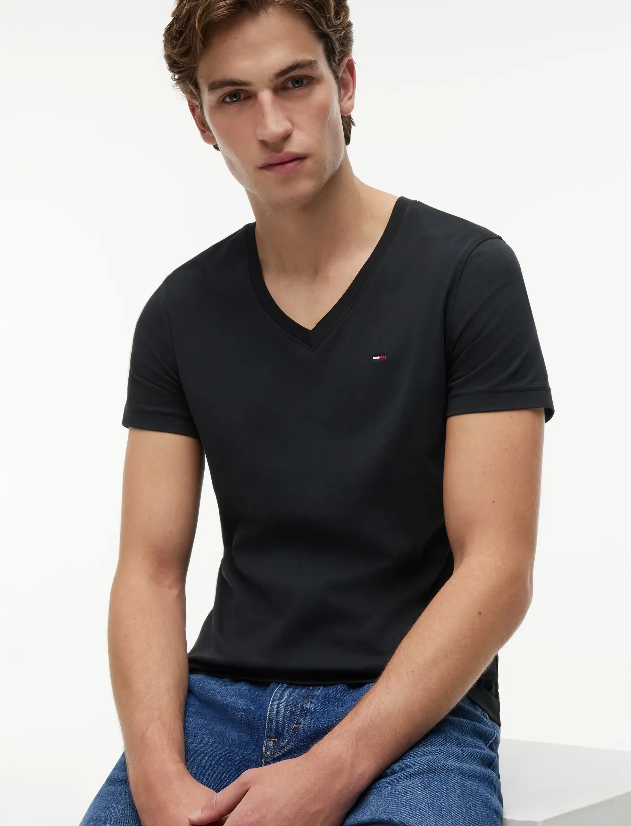 Tommy Jeans - TJM ORIGINAL JERSEY V NECK TEE - v-kaelusega t-särgid - tommy black - 4