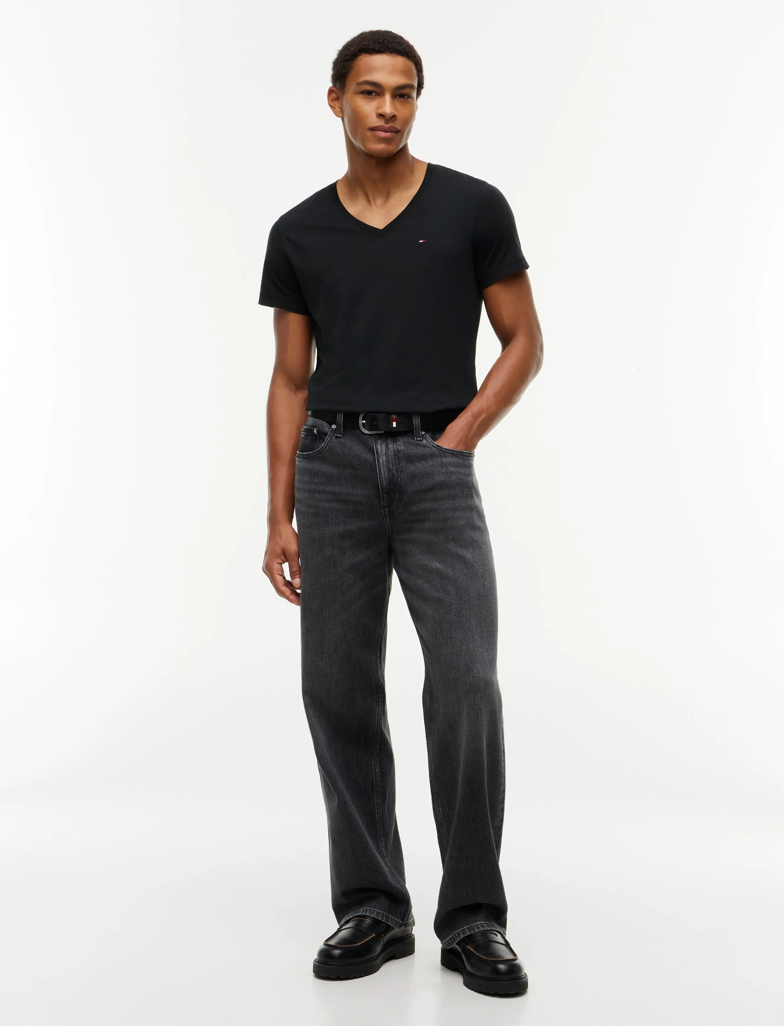 Tommy Jeans - TJM ORIGINAL JERSEY V NECK TEE - laveste priser - tommy black - 5