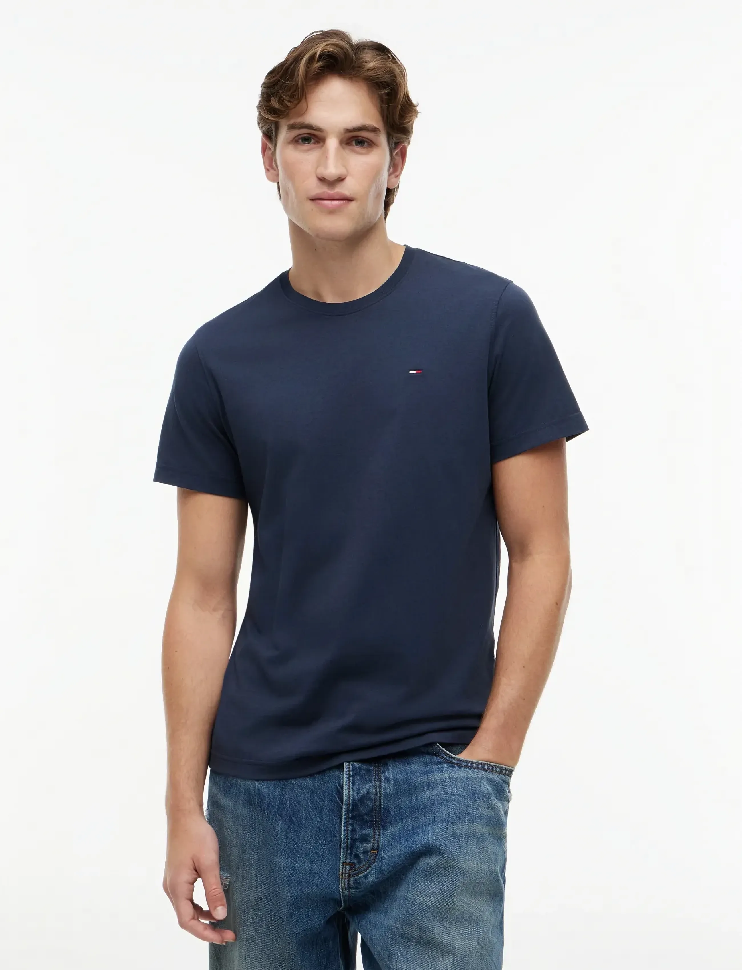 Tommy Jeans Tjm Xslim Jersey Tee Ext, Mænd, Slim Fit T-shirt, Navy, Str: L