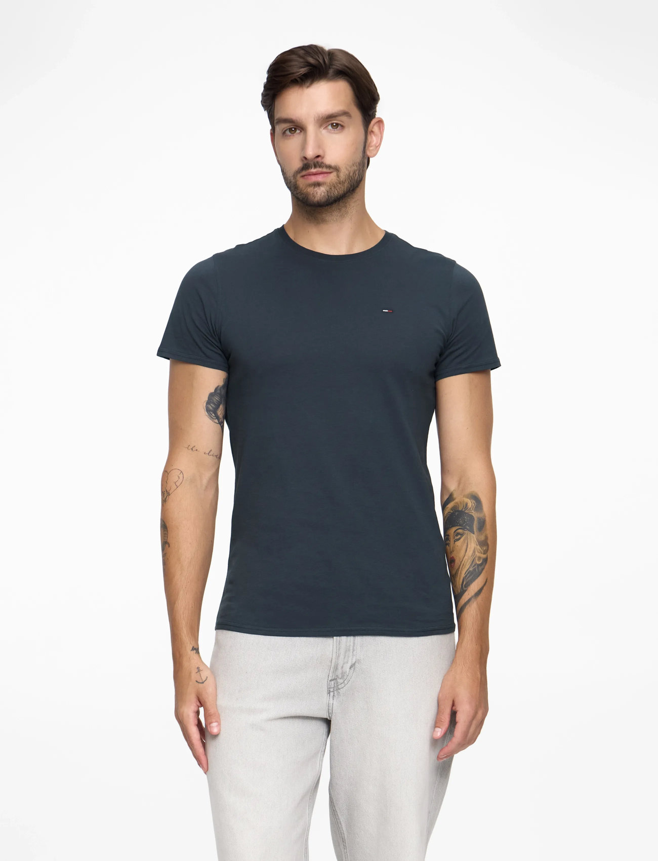 Tommy Jeans - TJM SLIM JERSEY TEE - krótki rękaw - black iris - 0