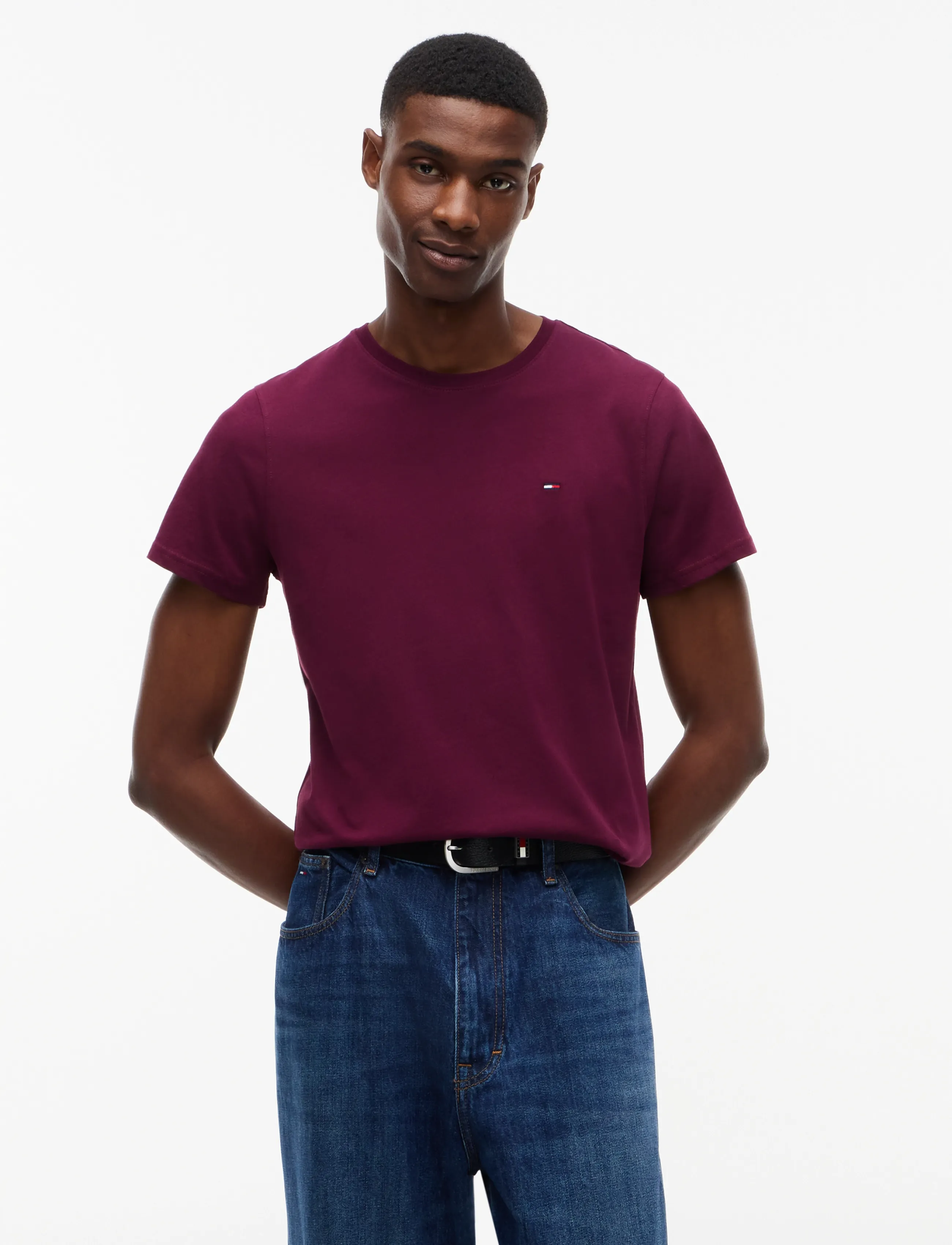 Tommy Jeans TJM XSLIM JERSEY TEE EXT - T-Shirts - CALYPSO BERRY / burgundy