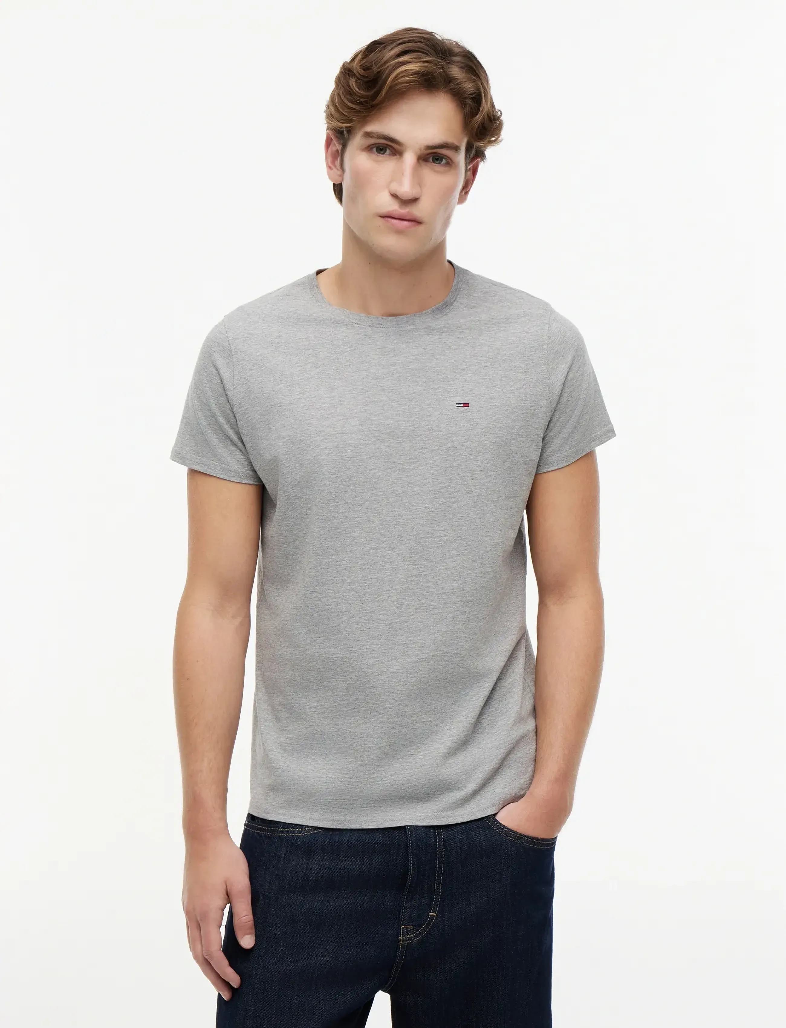 Tommy Jeans - TJM XSLIM JERSEY TEE - korte mouwen - lt grey htr - 1