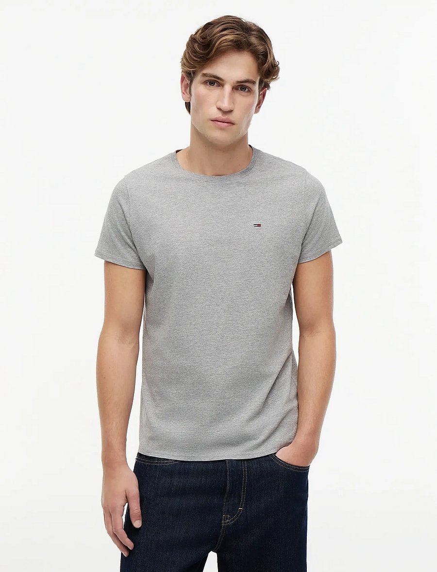 Tommy Jeans - Extra Slim S Flag T-Shirt - lühikeste varrukatega t-särgid - lt grey htr - 1