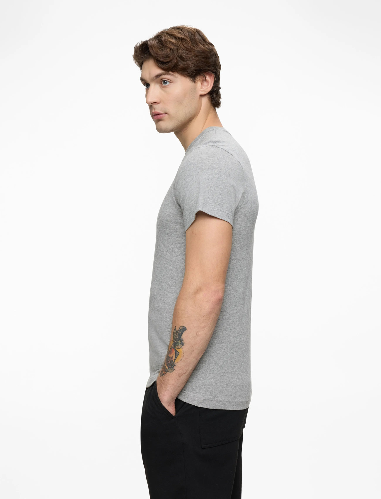 Tommy Jeans - TJM XSLIM JERSEY TEE EXT - short-sleeved t-shirts - lt grey htr - 4