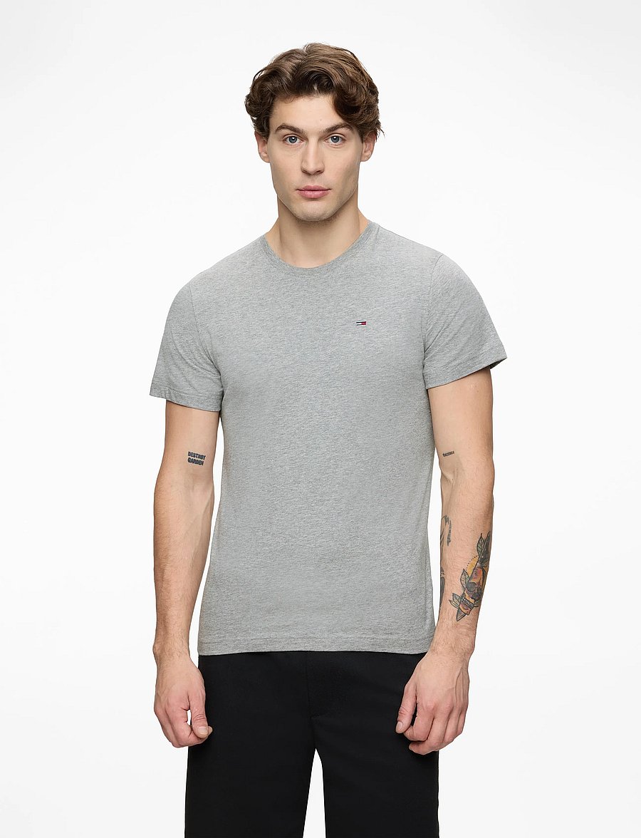 Tommy Jeans - Extra Slim S Flag T-Shirt - lühikeste varrukatega t-särgid - lt grey htr - 0