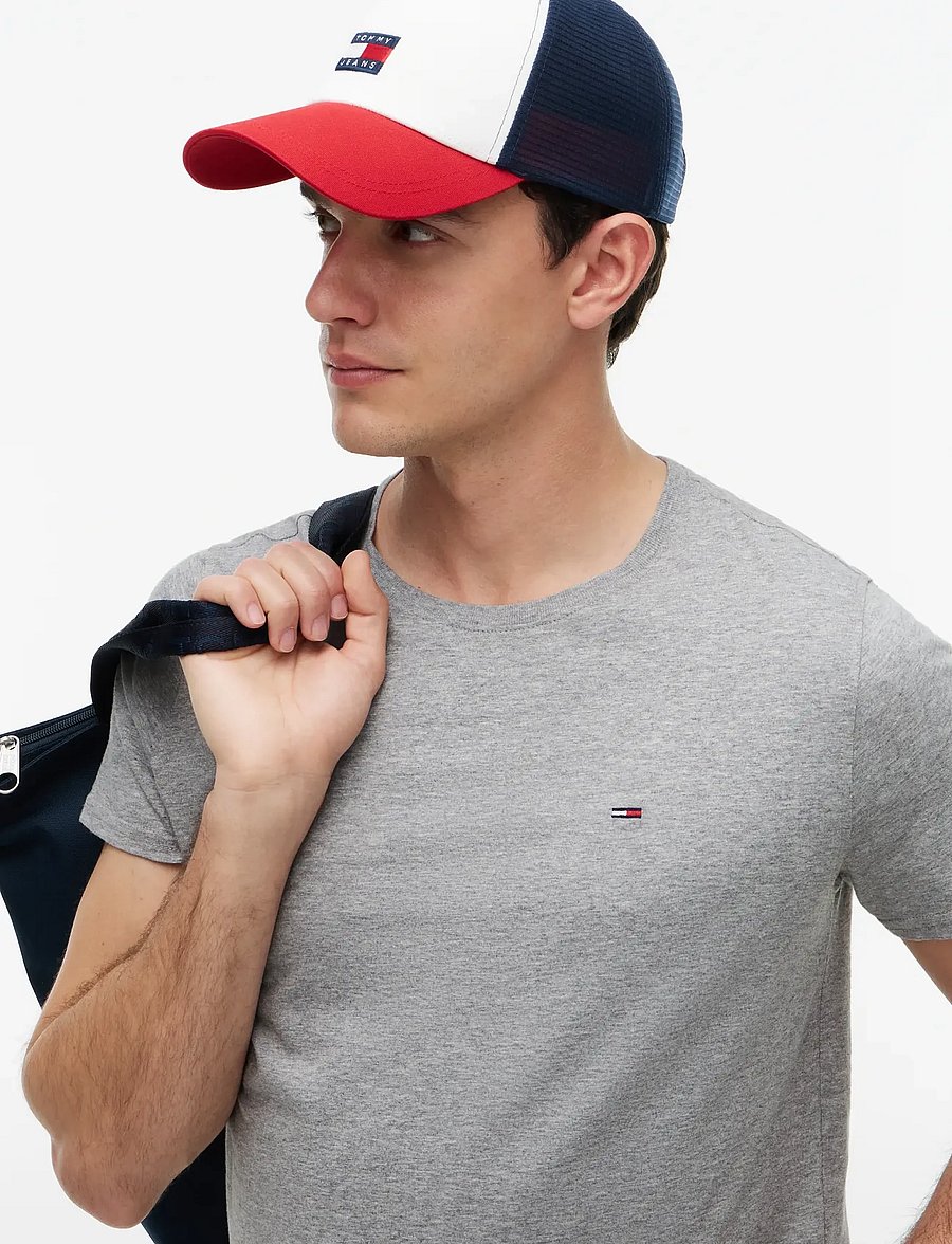 Tommy Jeans - TJM XSLIM JERSEY TEE EXT - short-sleeved t-shirts - lt grey htr - 4