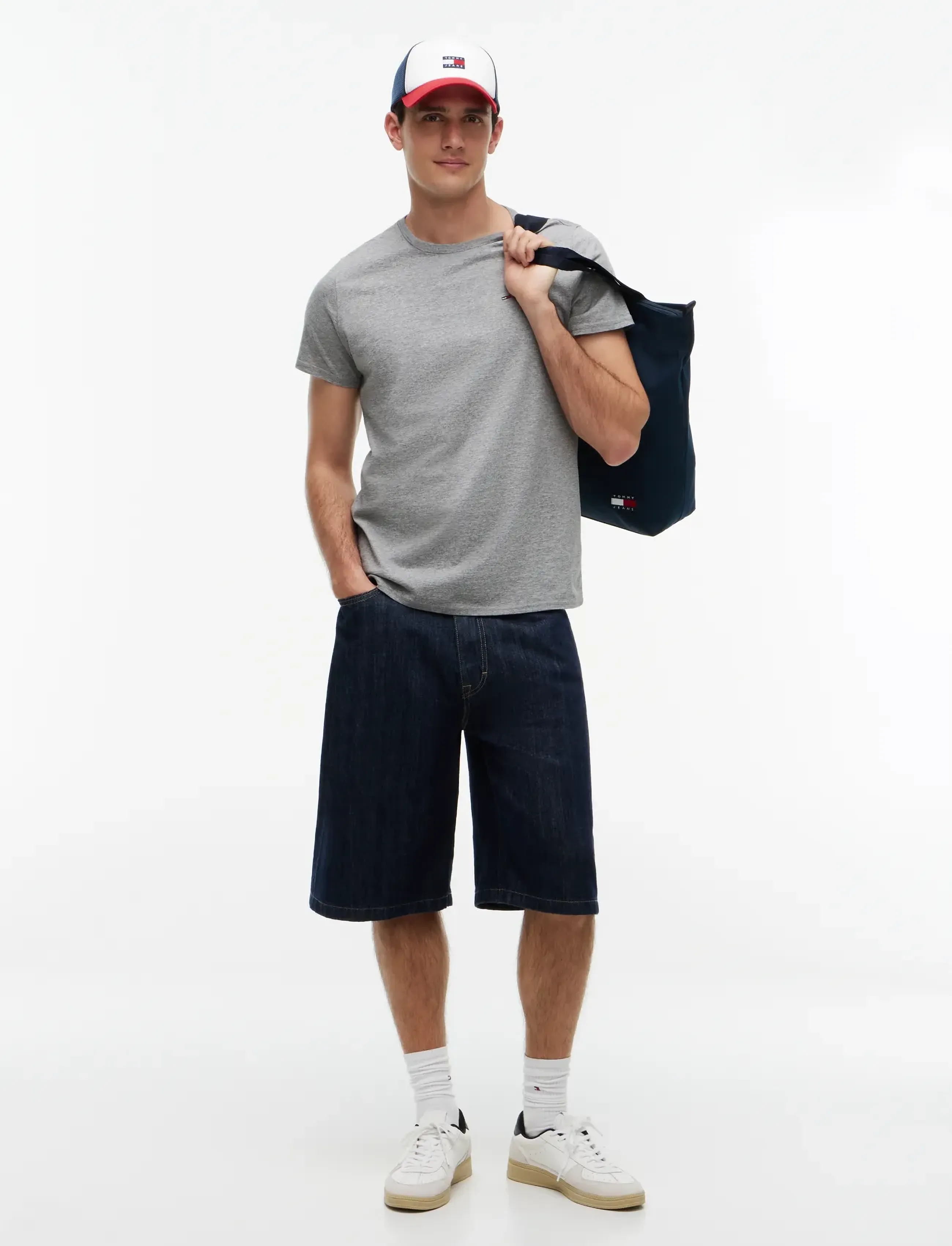 TOMMY JEANS T-shirt marinblå / ljusgrå / eldröd herr – bild 5