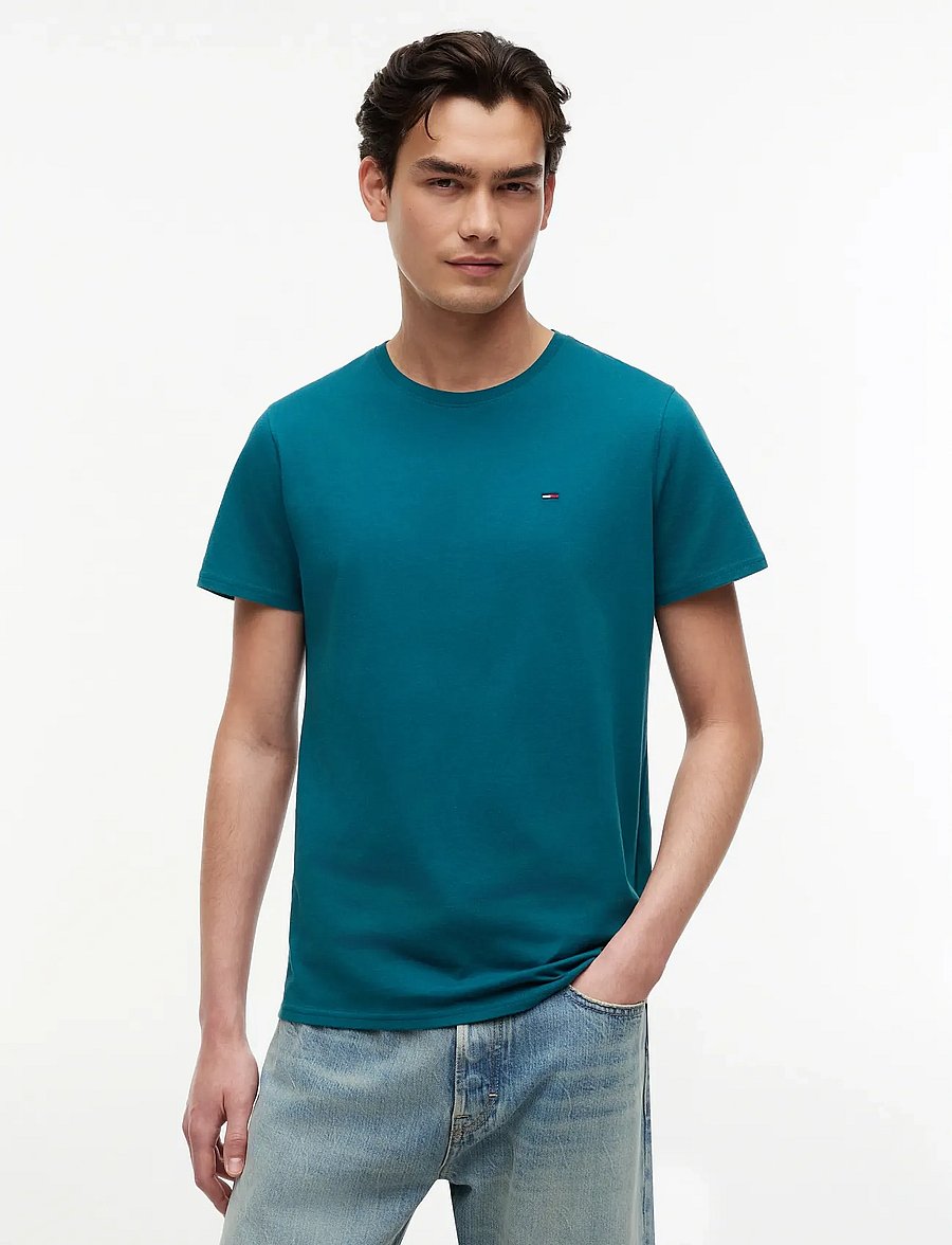 Tommy Jeans - TJM XSLIM JERSEY TEE EXT - lühikeste varrukatega t-särgid - polar teal - 0