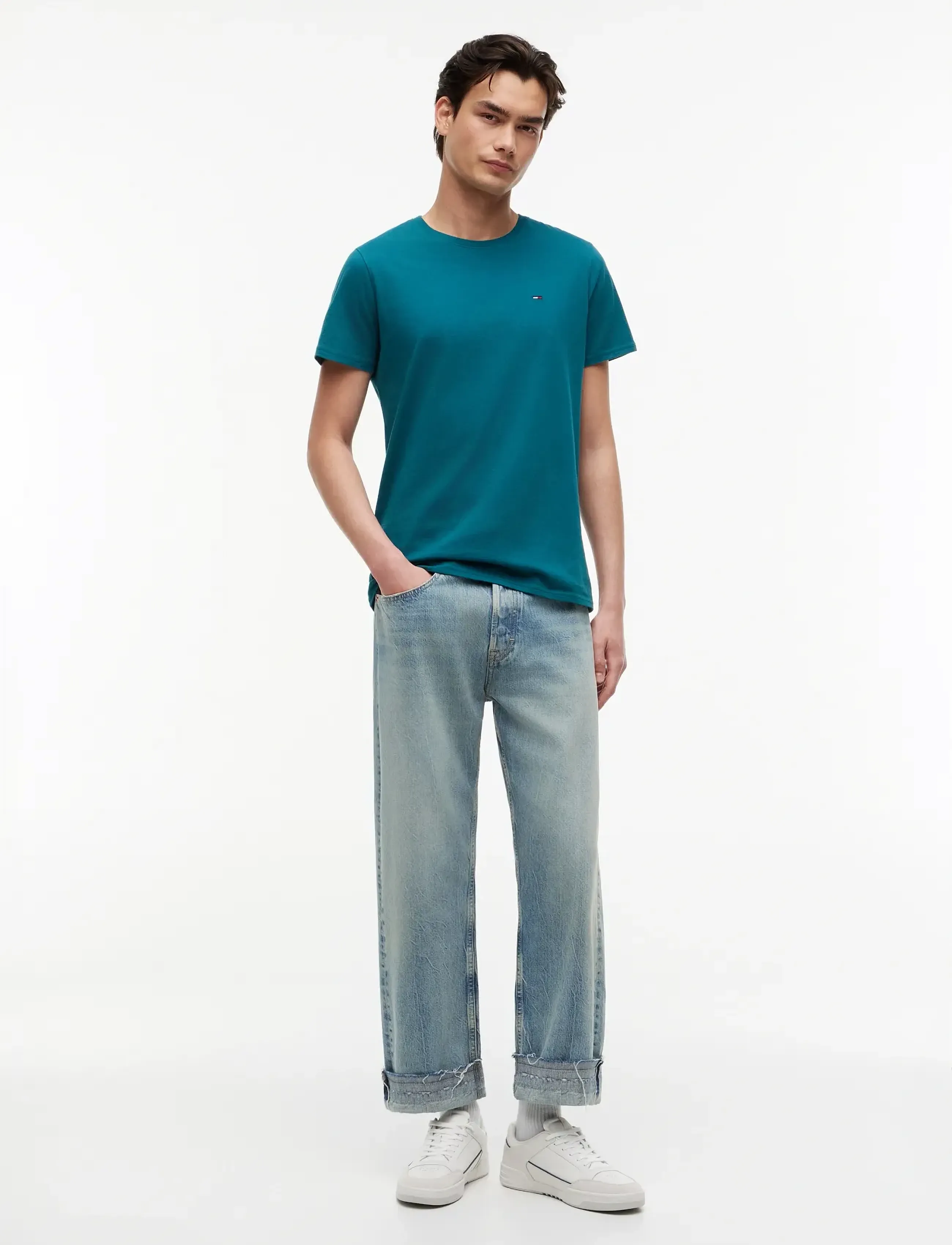 Tommy Jeans - TJM XSLIM JERSEY TEE - short-sleeved t-shirts - polar teal - 4