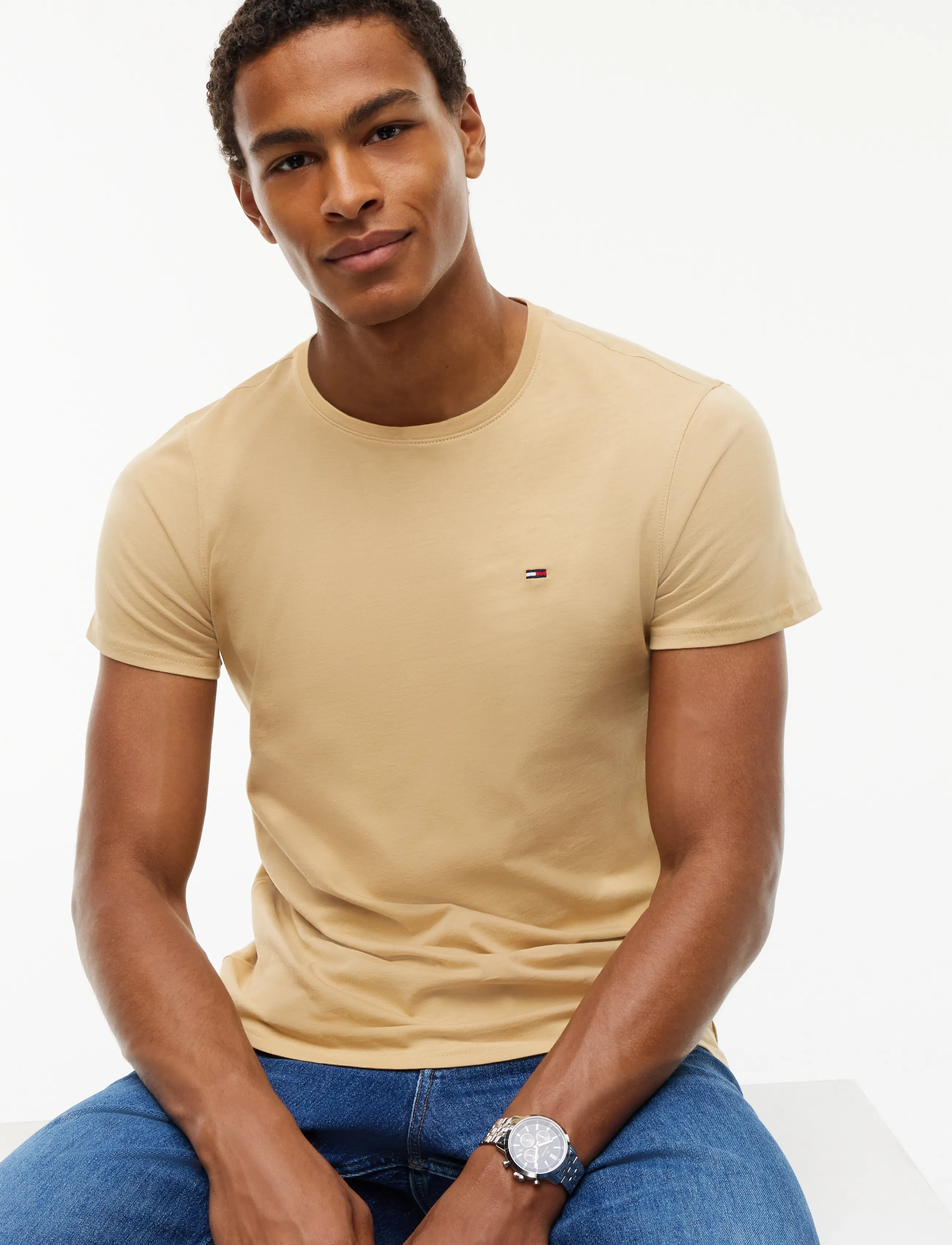 Tommy Jeans - TJM XSLIM JERSEY TEE EXT - kurzärmelige t-shirts - sandy beige - 3